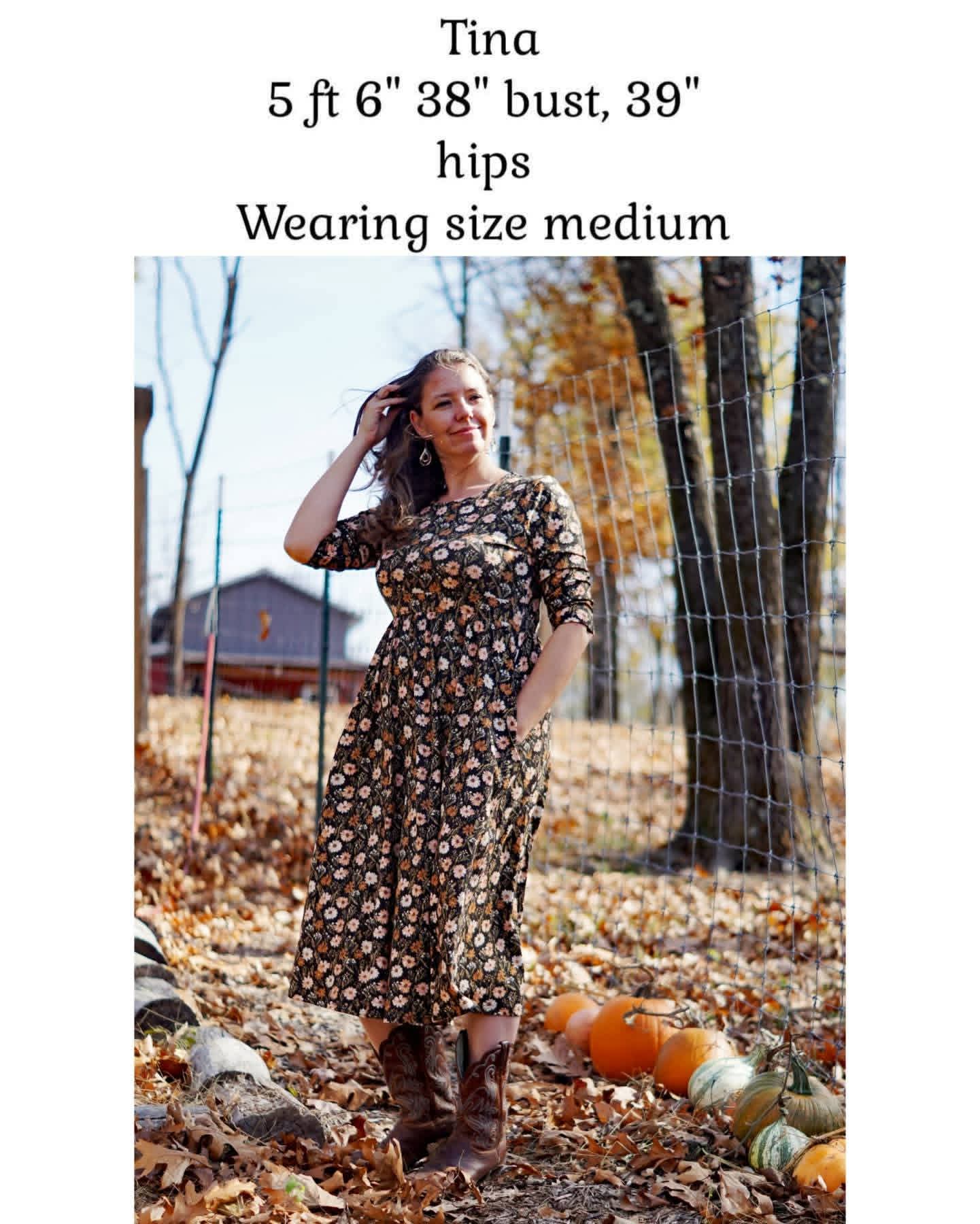 Autumn Blooms Cotton Homestead Midi Dress