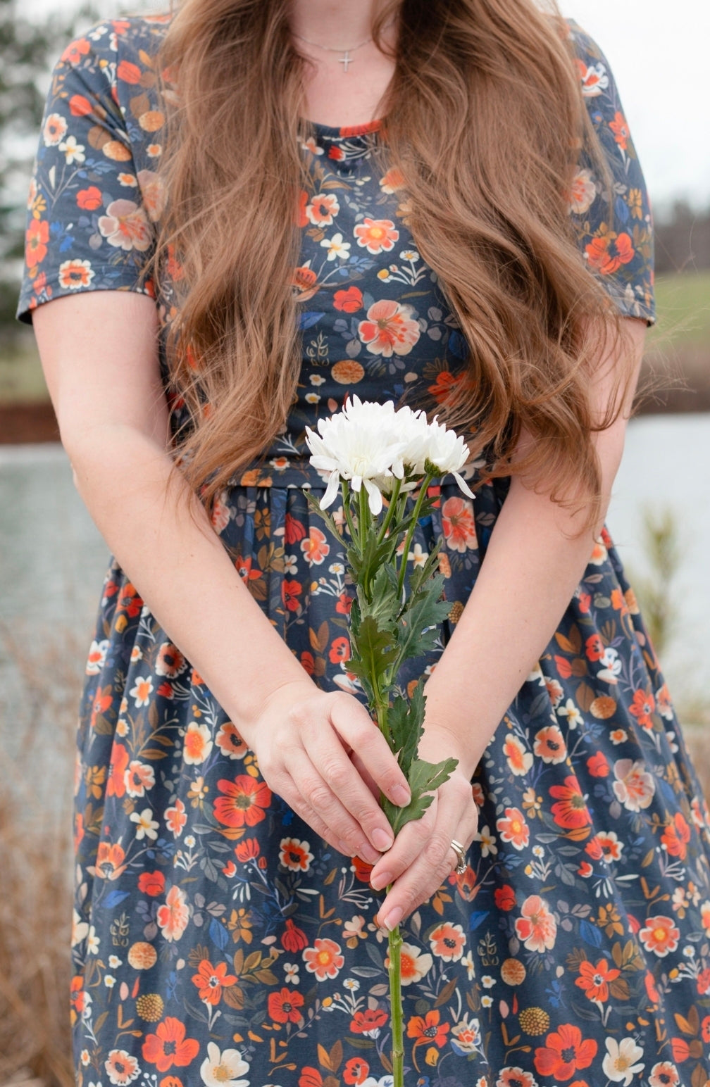 Antique Floral Prairie Style Cotton Maxi Dress with Natural Waist Bodice Nursing Friendly