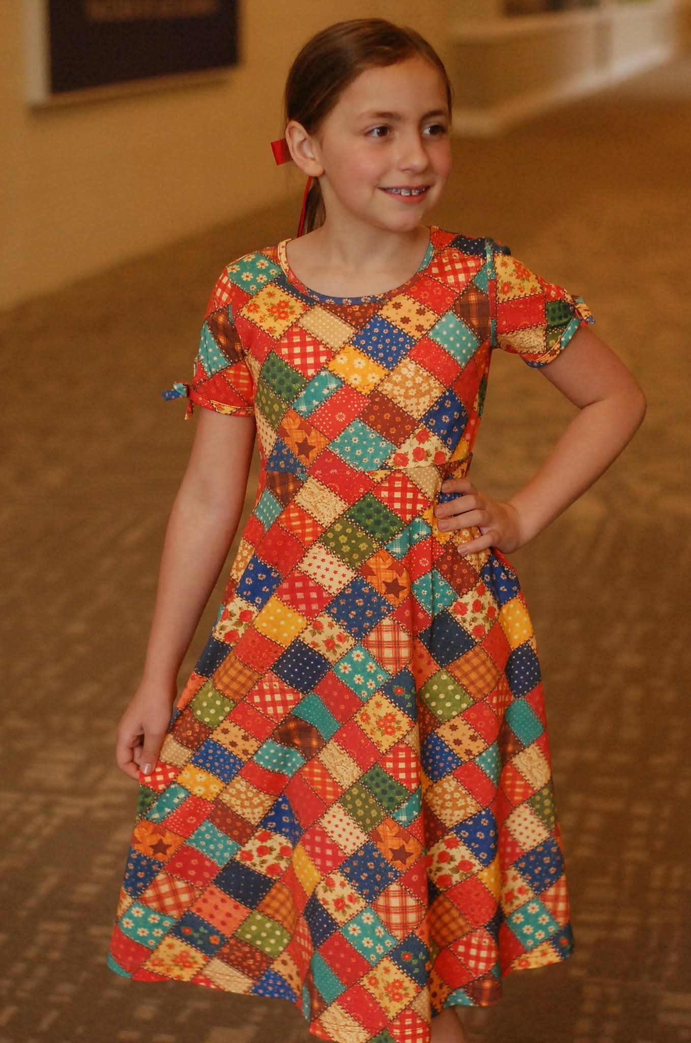 June Pre-Order Girls Country Charm Patchwork Twirl Cotton Dress