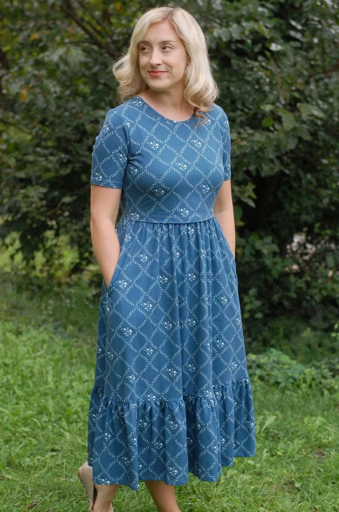 Pre-Order "Noel"  Midi Dress with Natural Waist Bodice