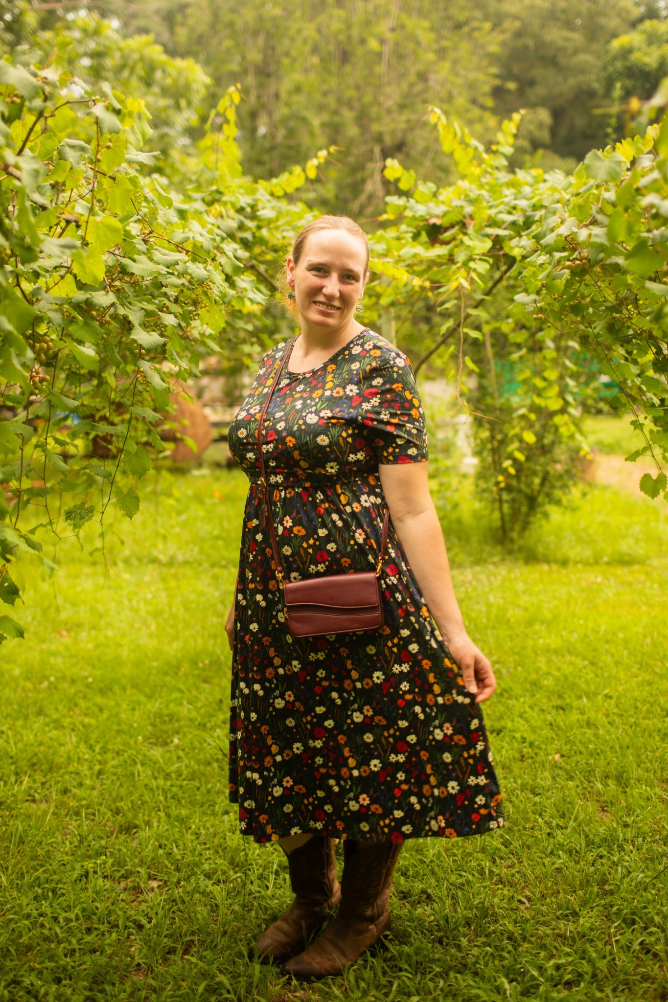 Pre-order "Midnight Wildflower"  Cotton Homestead Midi Dress