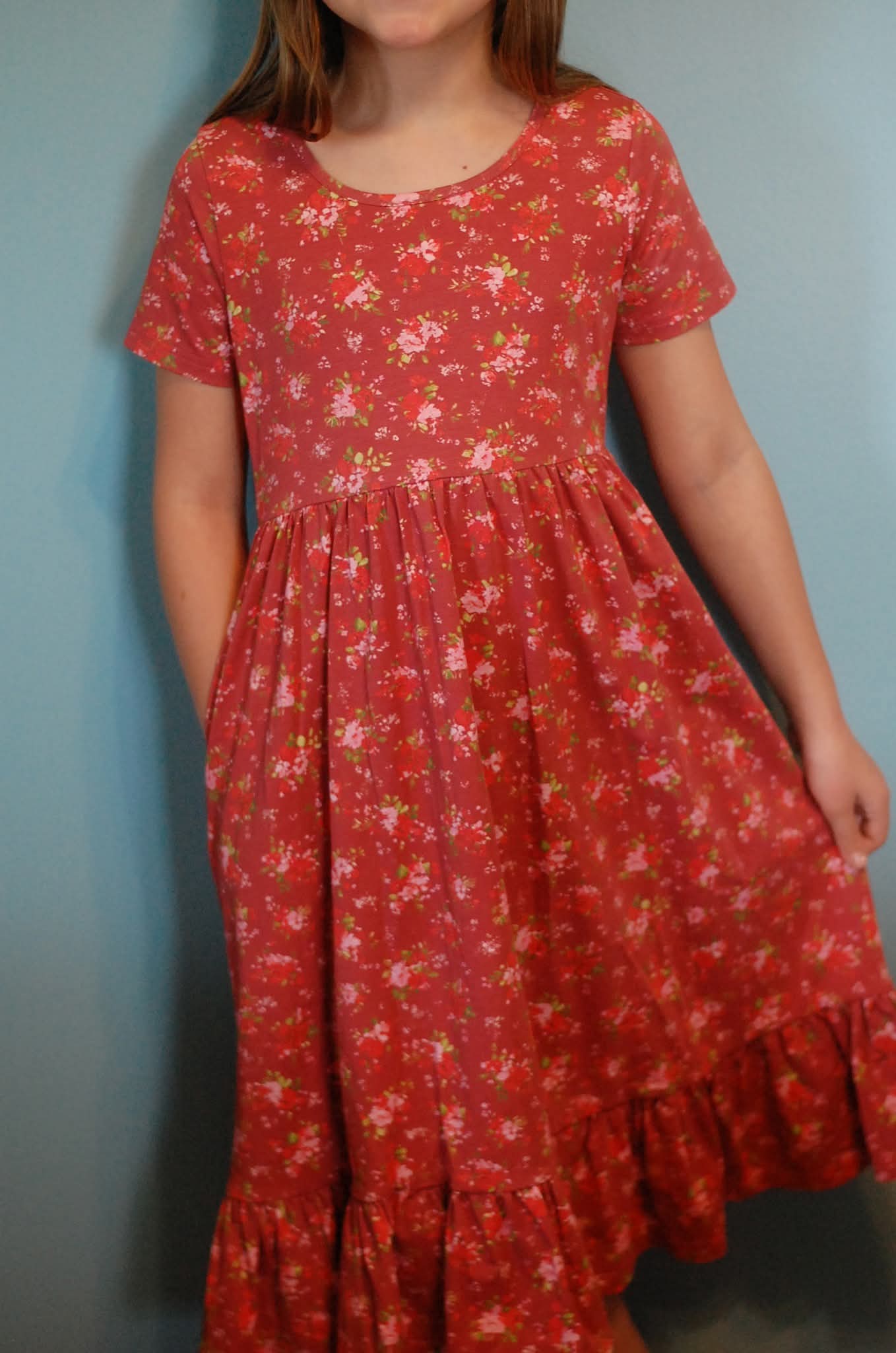 Girls Romantic Blooms Cotton Tiered Dress