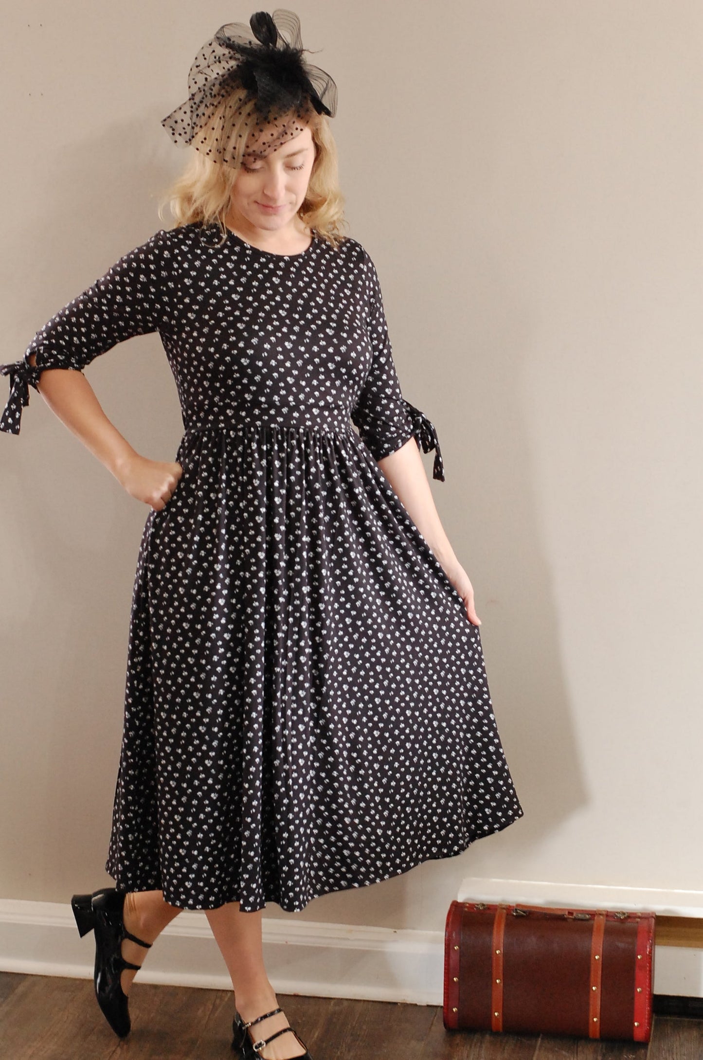 Classic Floral Bow Sleeve Dress Nursing and Maternity Friendly