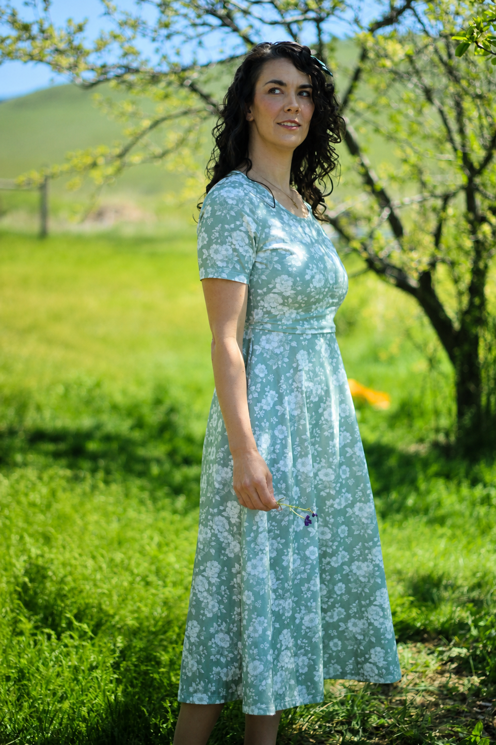 Pre-Order Sage Blossom Cotton Twirl Dress