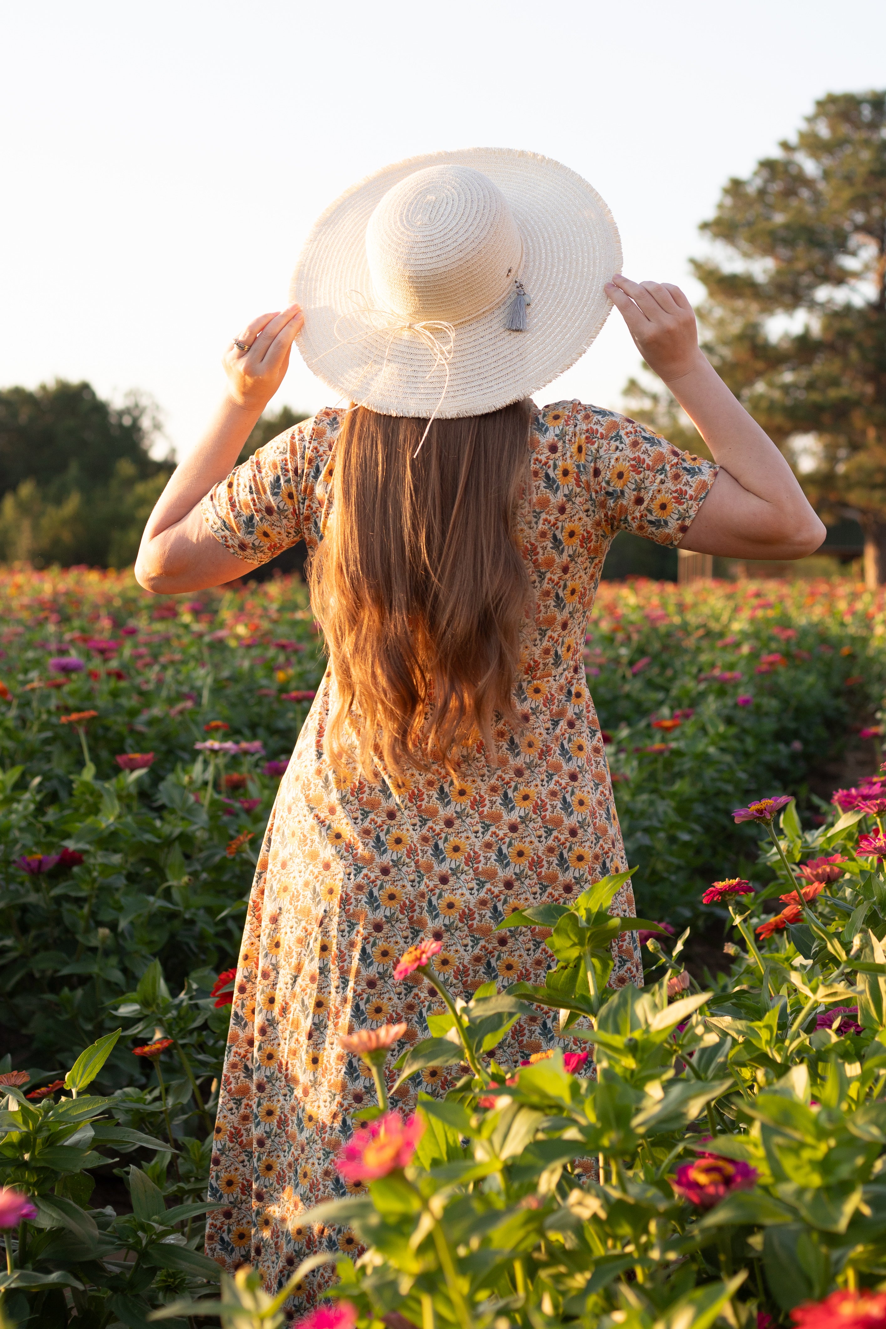 Cotton Sunflower  Floral Nursing Friendly Twirl Dress