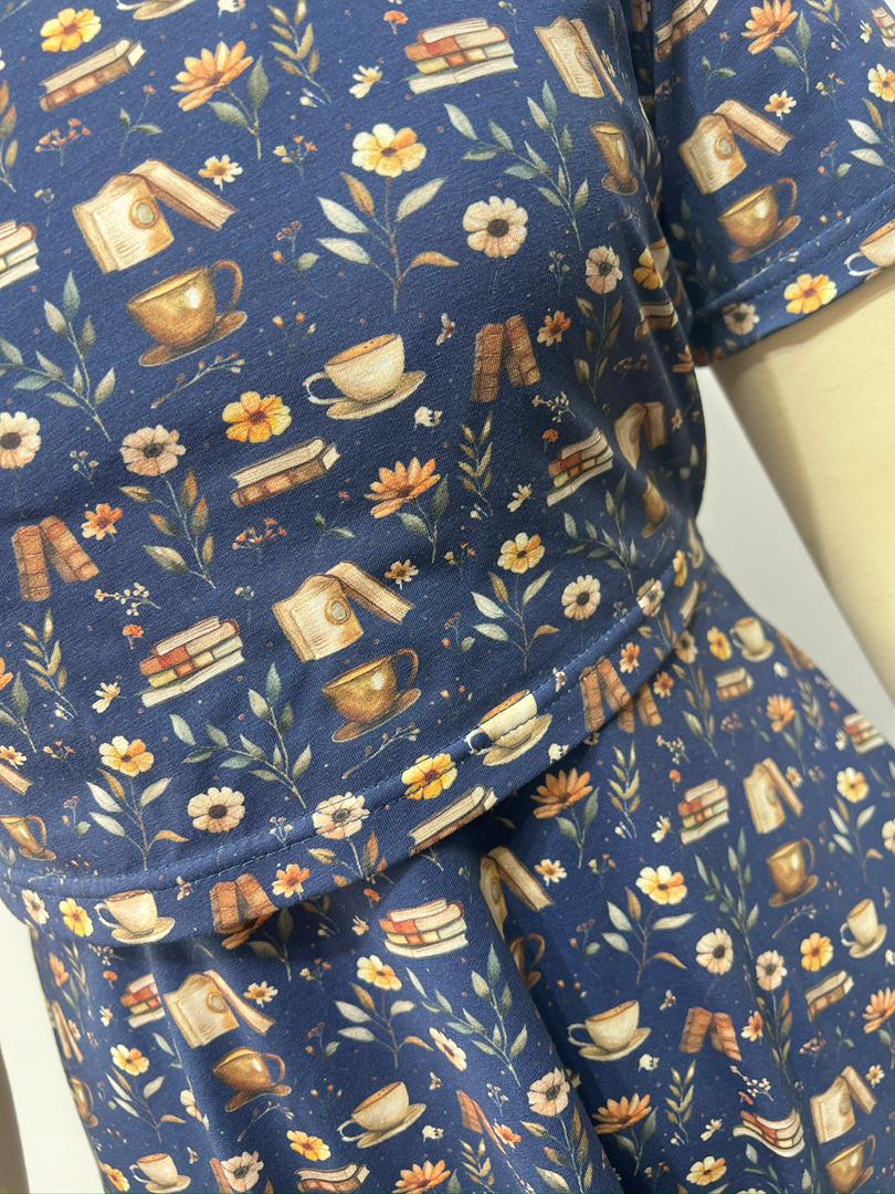 "Novella" Books Print Cotton Twirl Dress