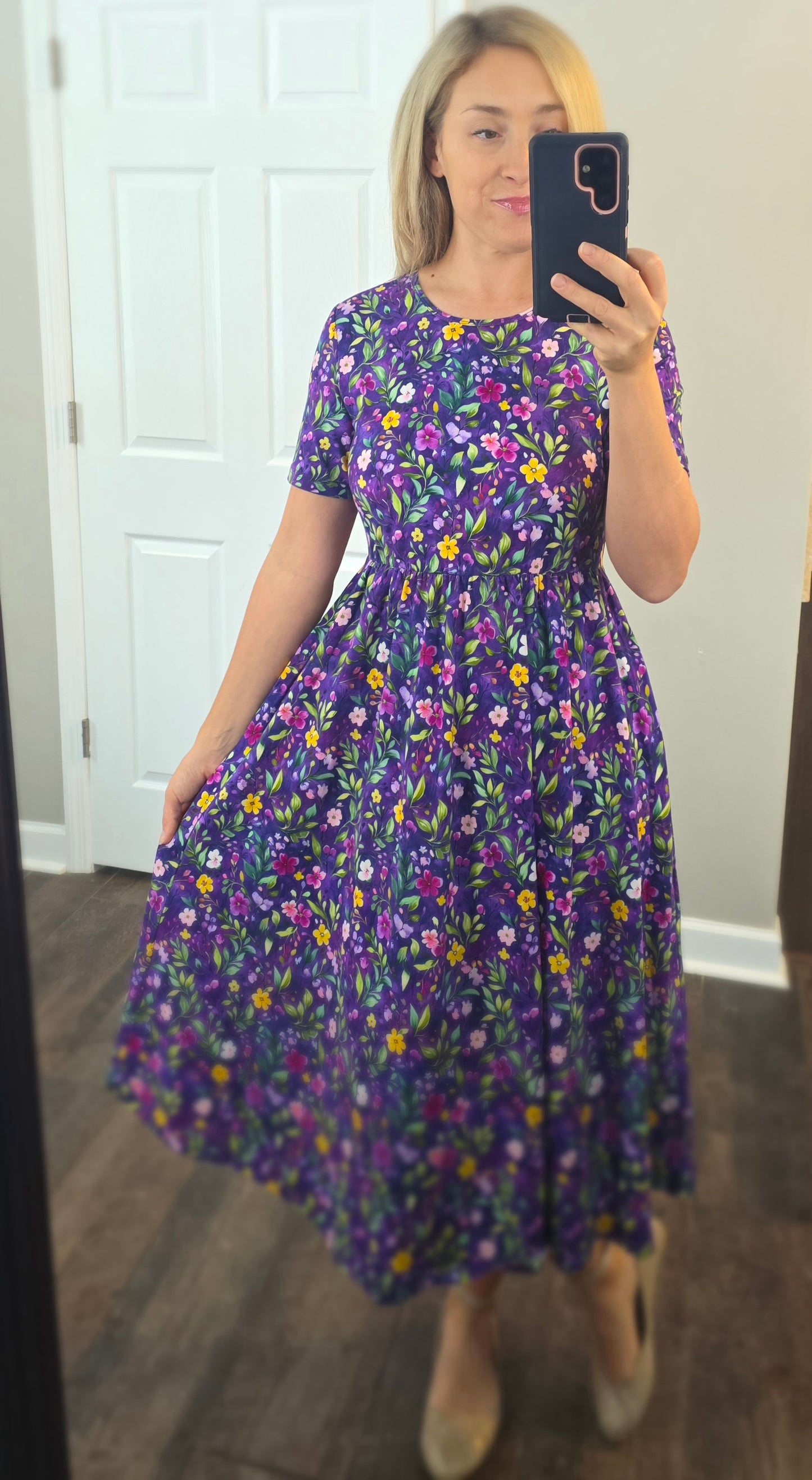 Pre-Order Cotton Violet Blooms Dress