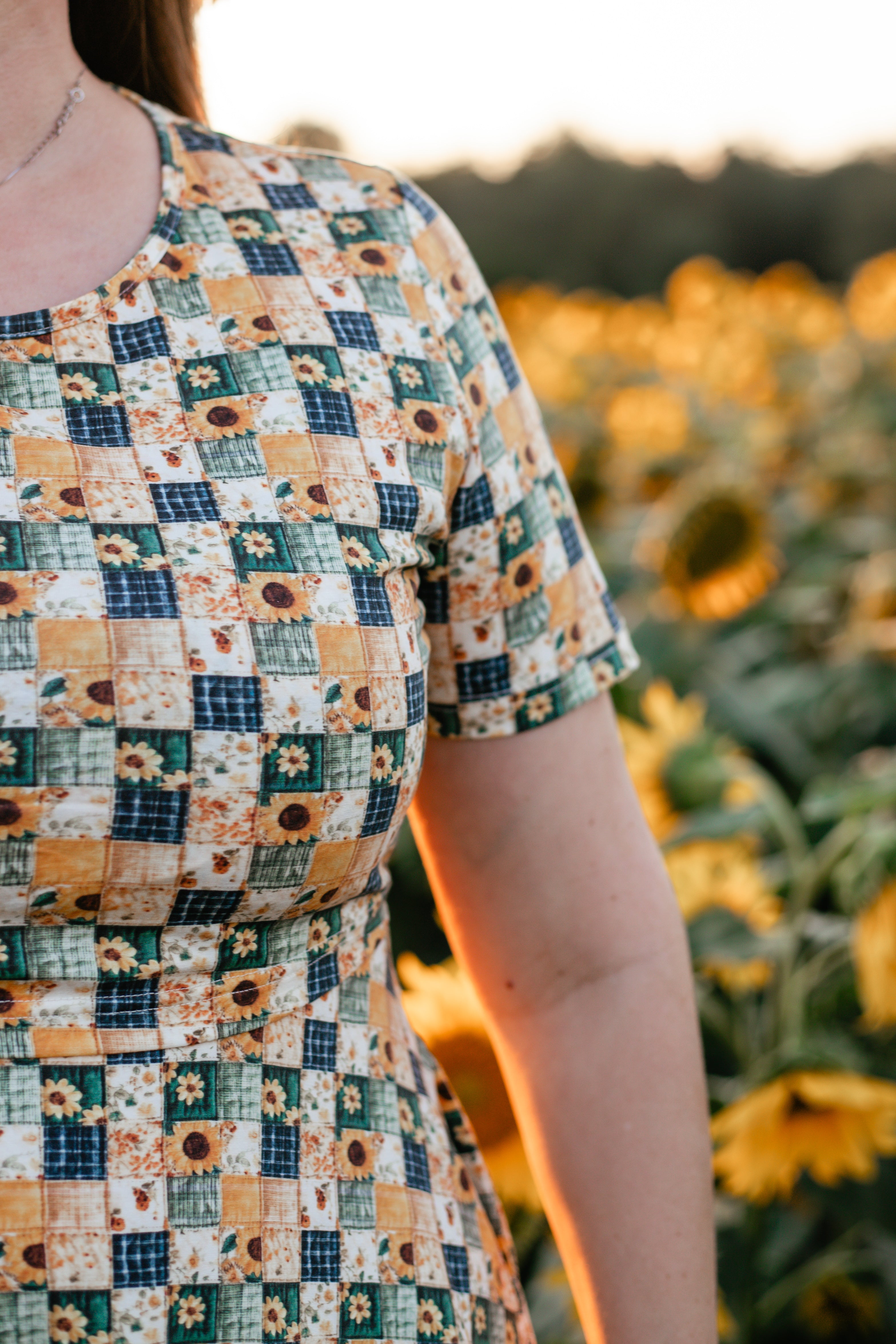 Cotton Sunflower Patchwork Nursing Friendly Twirl Dress