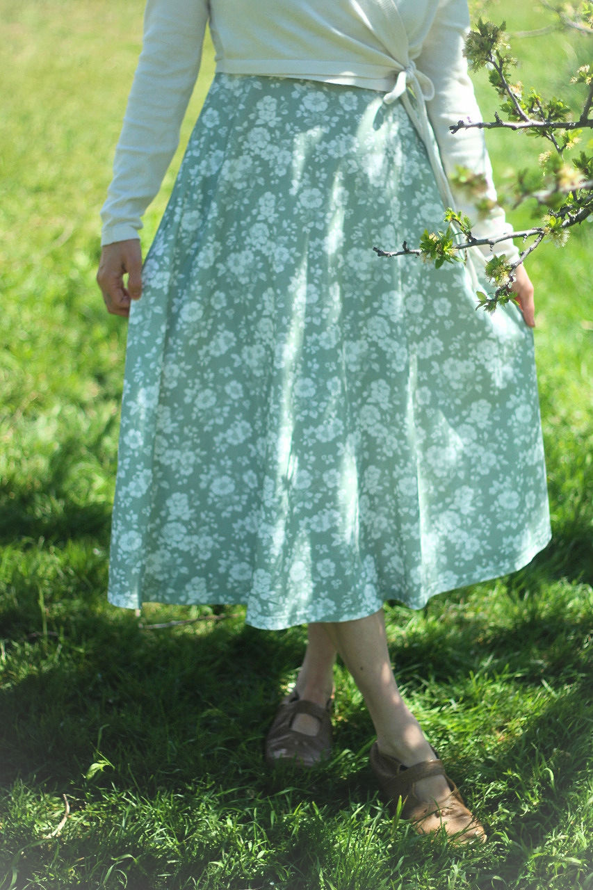 Sage Blossom Cotton Twirl Dress