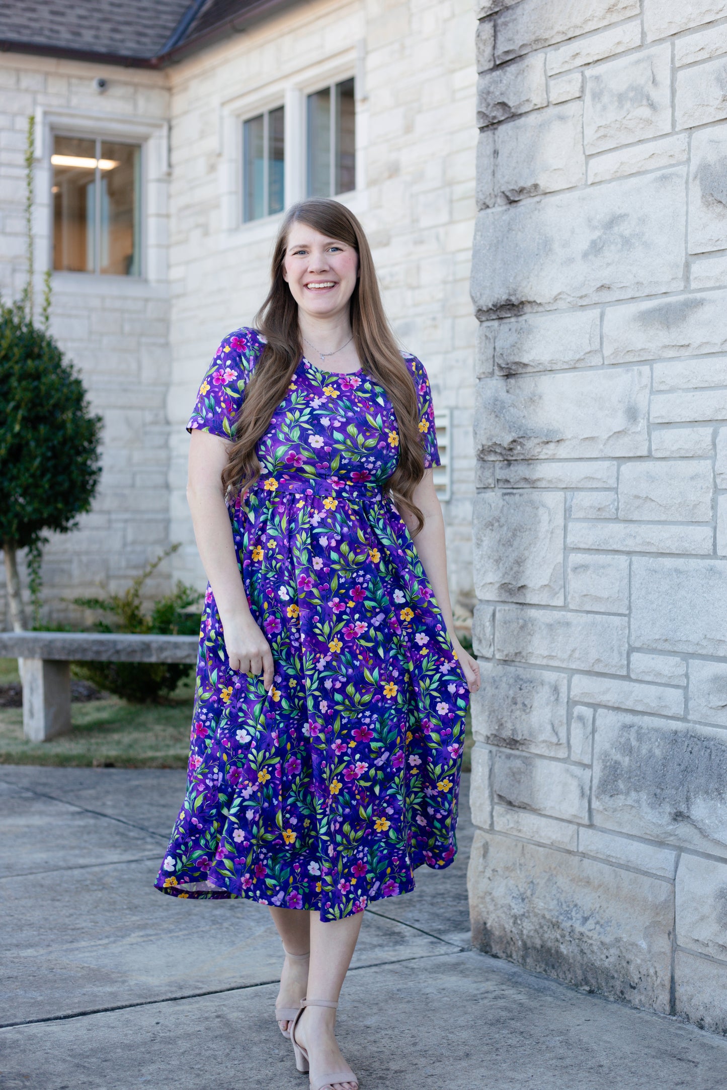 Violet Blooms Cotton Dress