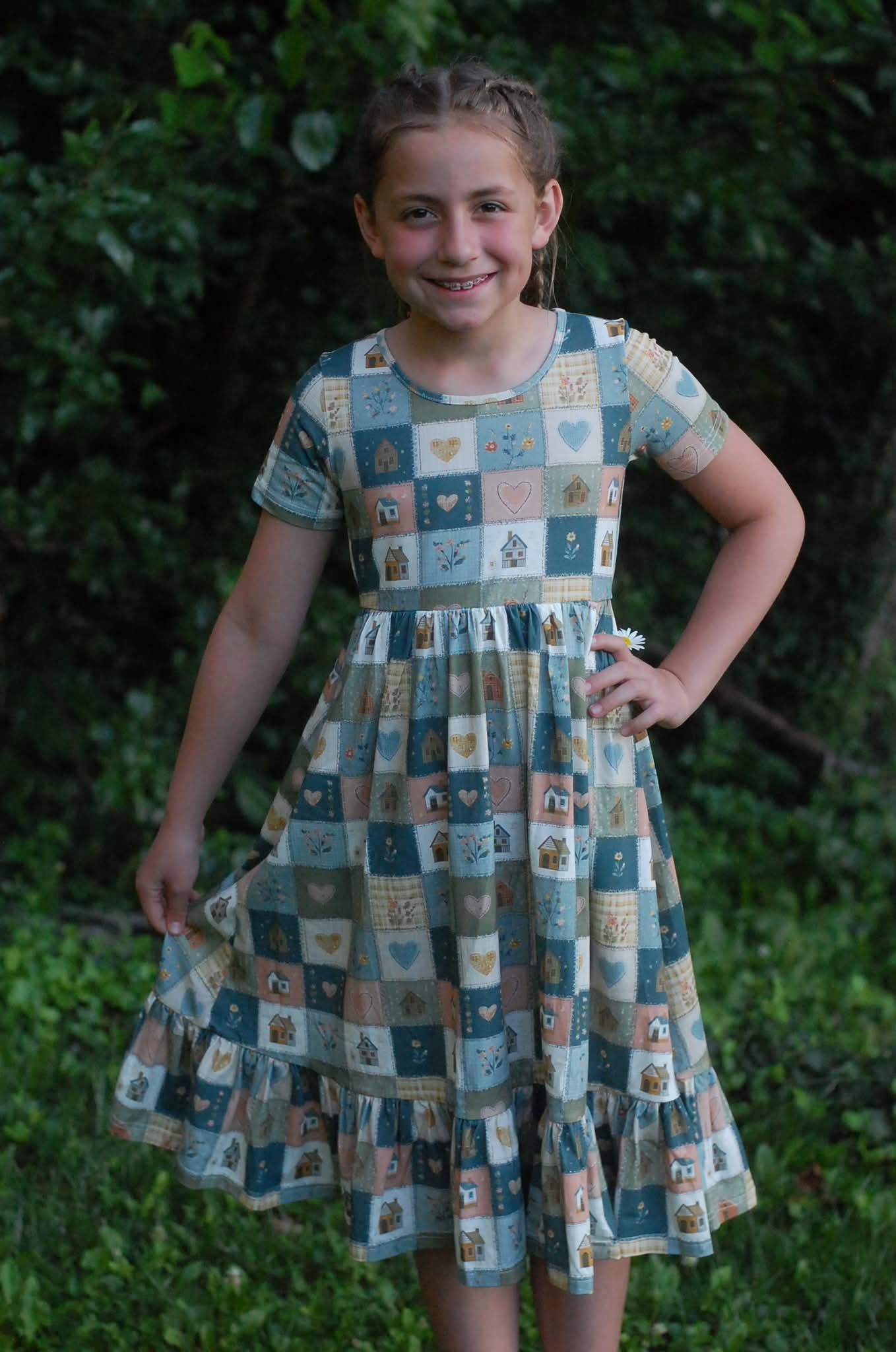 Pre-order Girls "Storybook Cottage" Cotton Tiered Dress