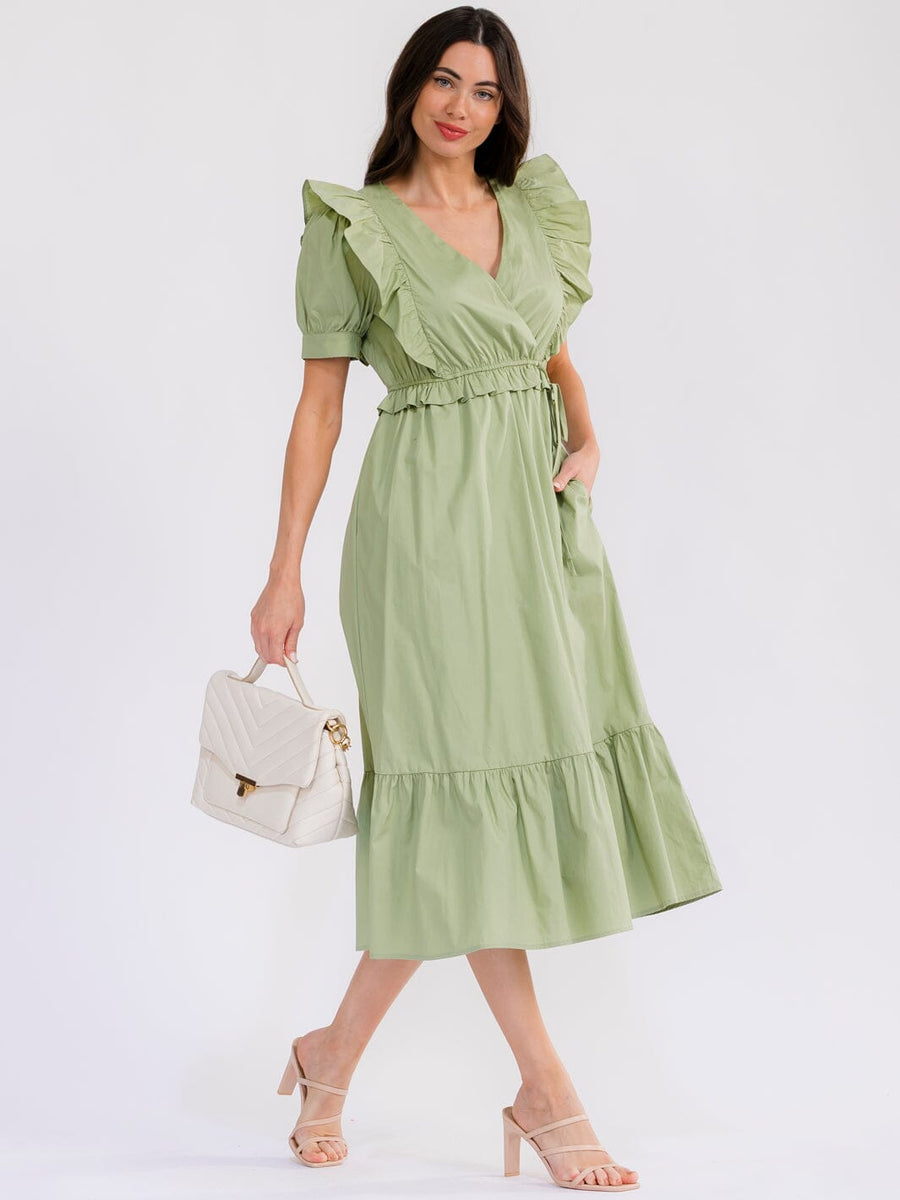 100% Cotton Dress in Sage