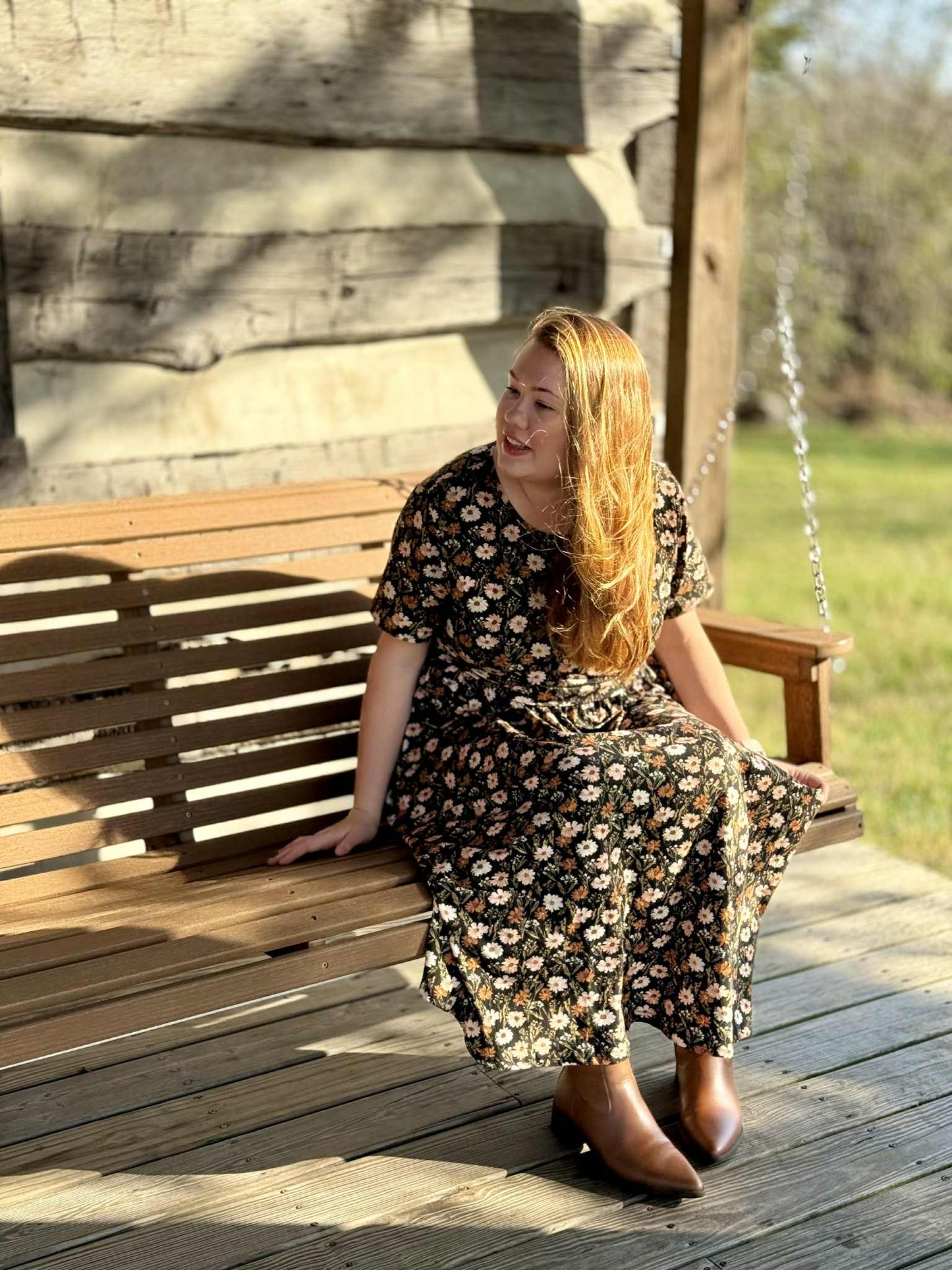 Autumn Blooms Cotton Homestead Midi Dress