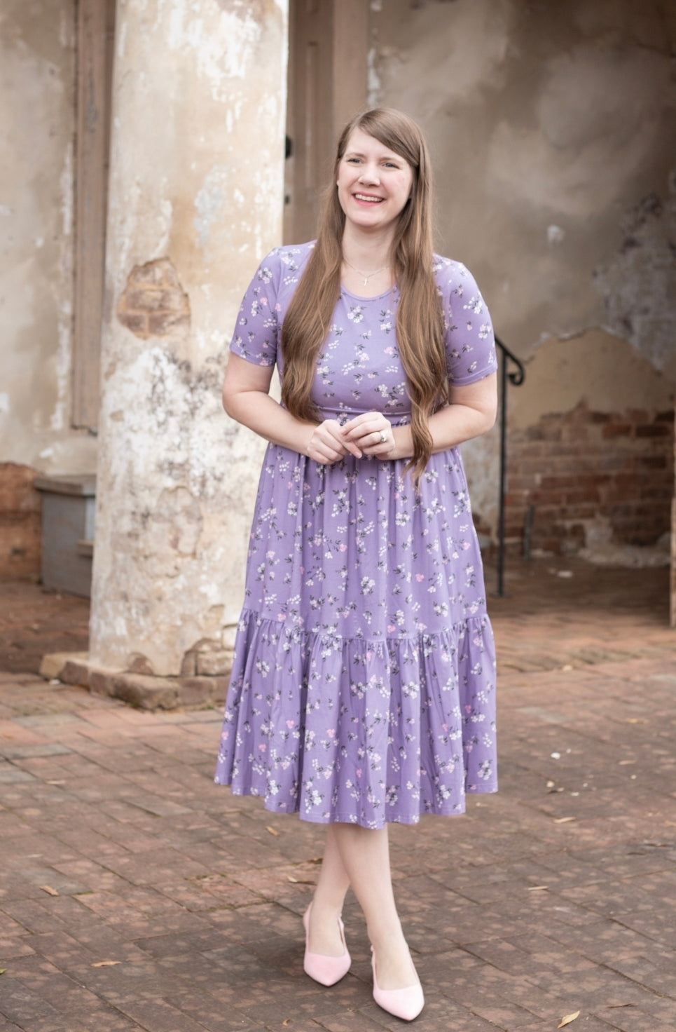 Lavender Blooms Homestead Tiered Cotton Dress