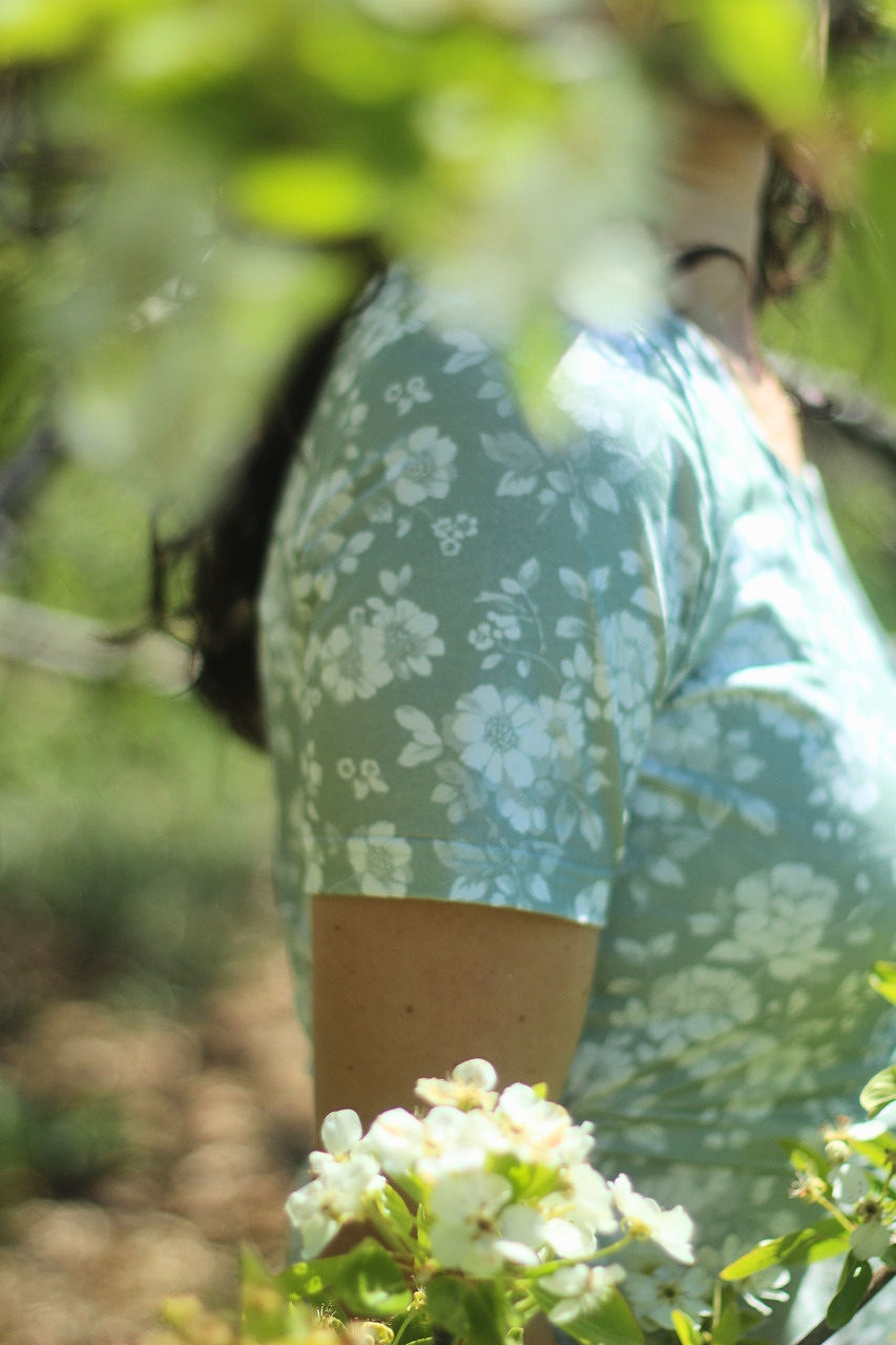 Sage Blossom Cotton Twirl Dress
