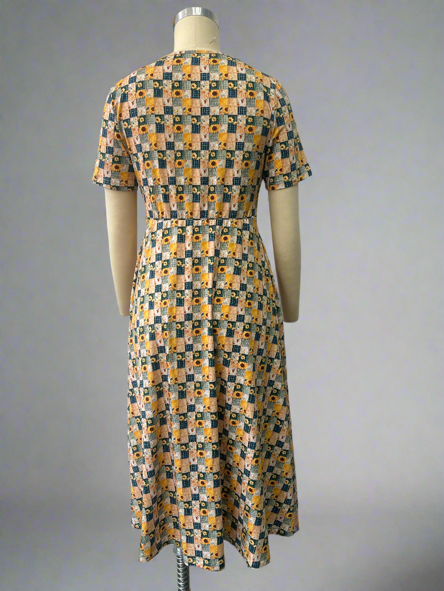 Pre-Order Cotton Sunflower Patchwork Nursing Friendly Twirl Dress