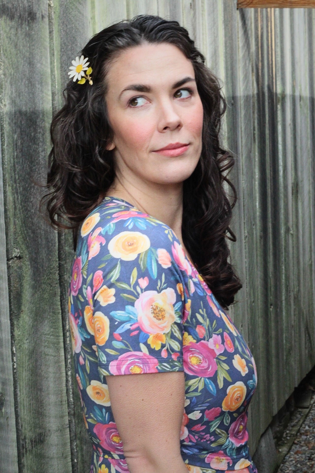 Jeweled Blooms Cotton V-Neck Twirl Dress