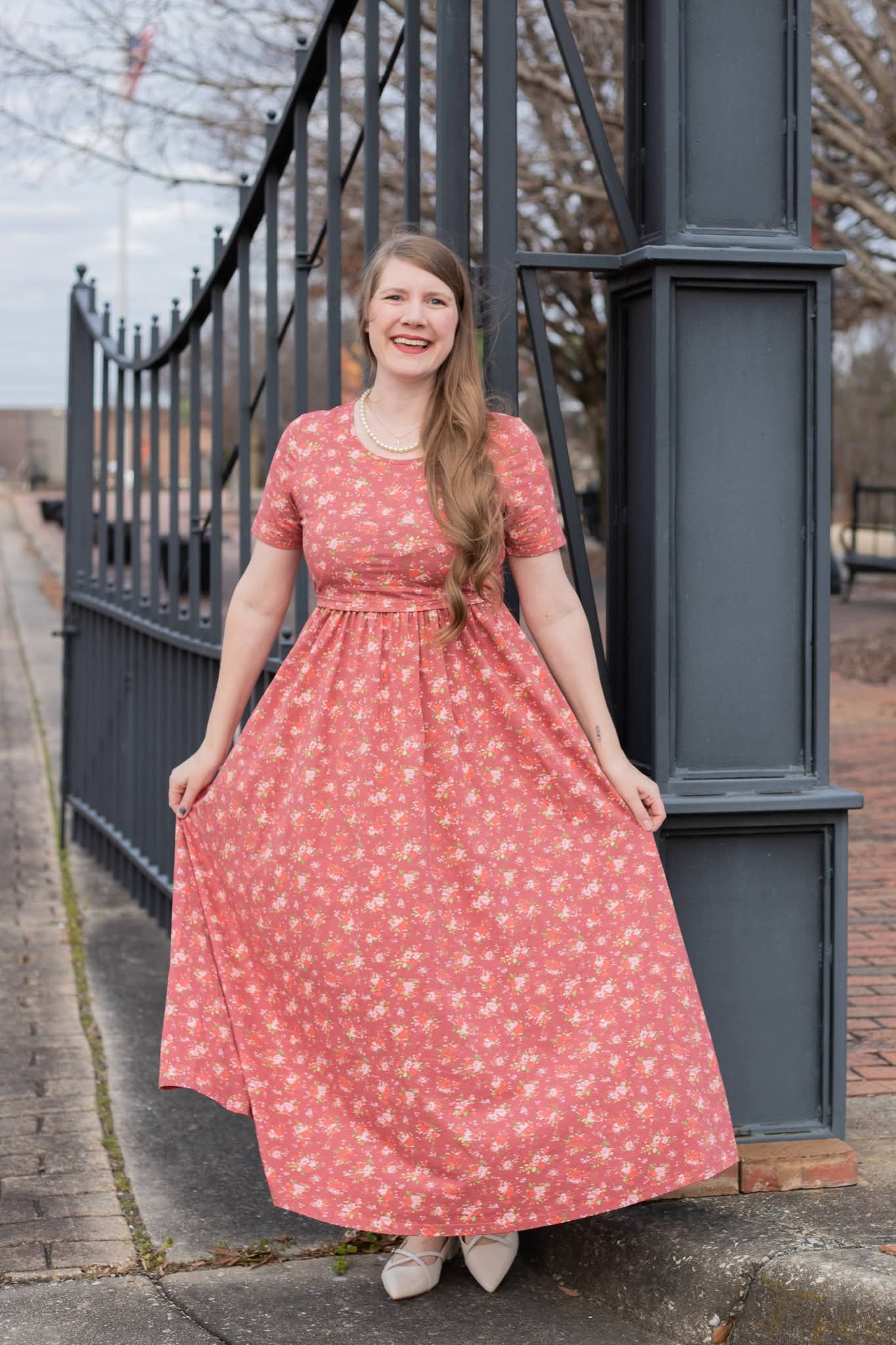 Romantic Blooms Cotton Nursing-Friendly Maxi Dress