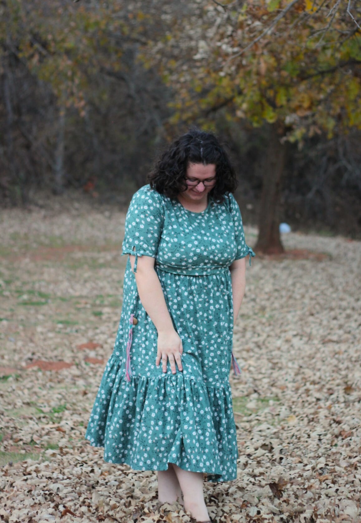 Daisy Blooms Cotton Tiered Midi Dress