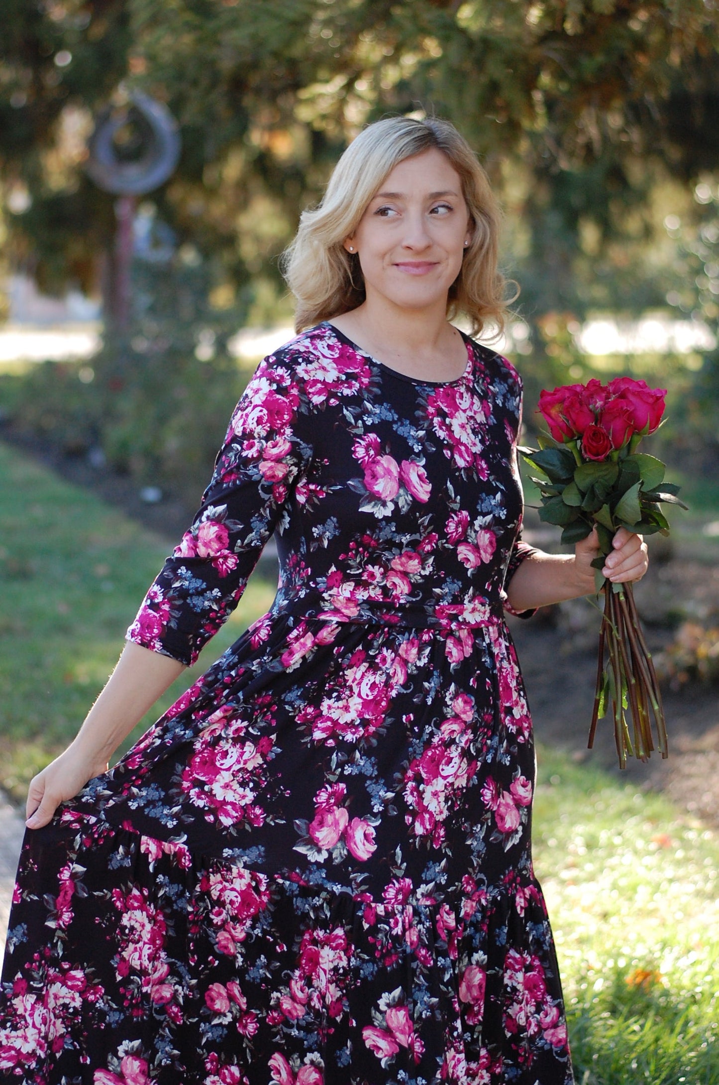 "Rose in Bloom" Tiered Nursing & Maternity Friendly Dress