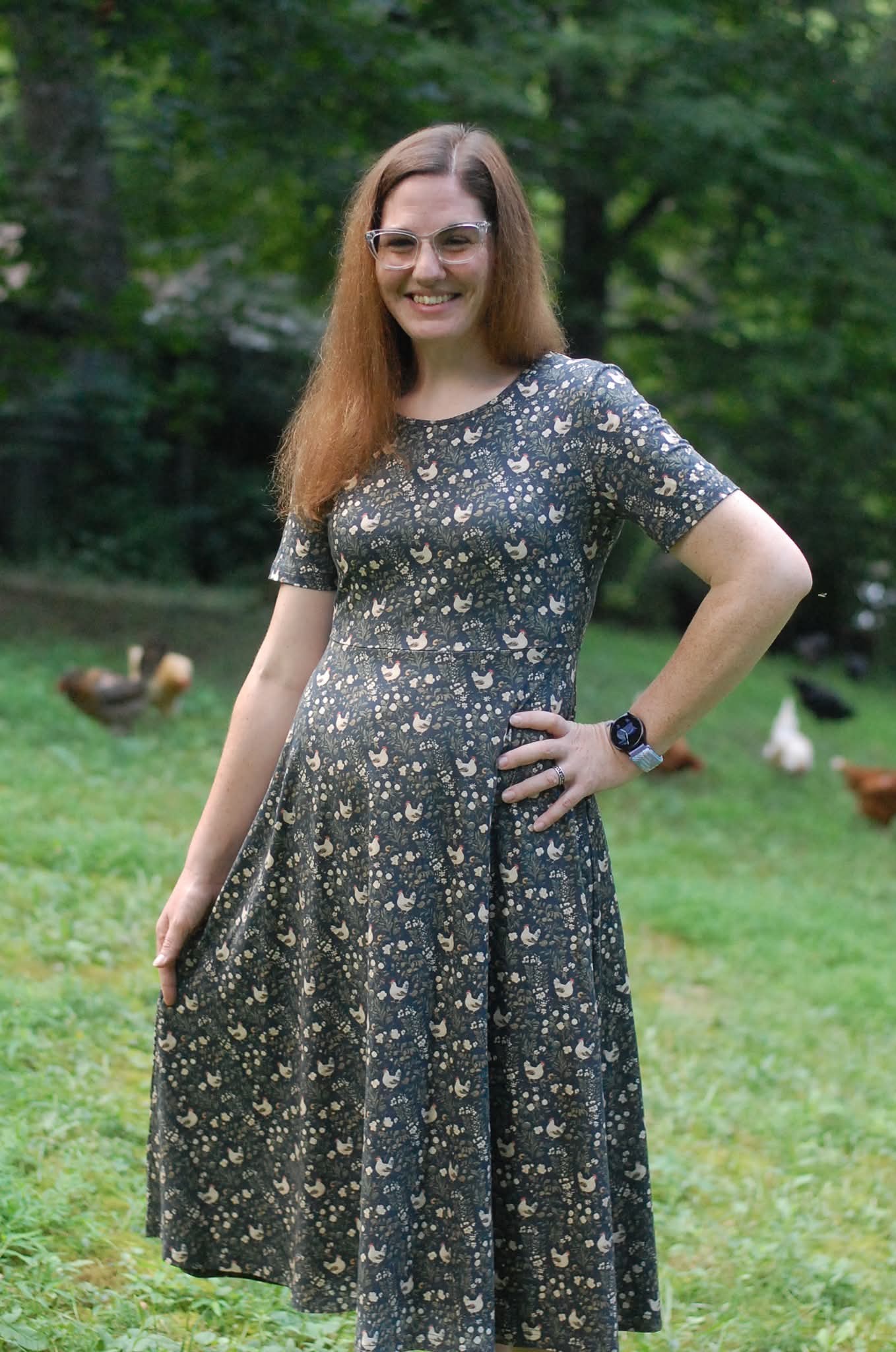 Cotton Chicken Print Twirl Dress