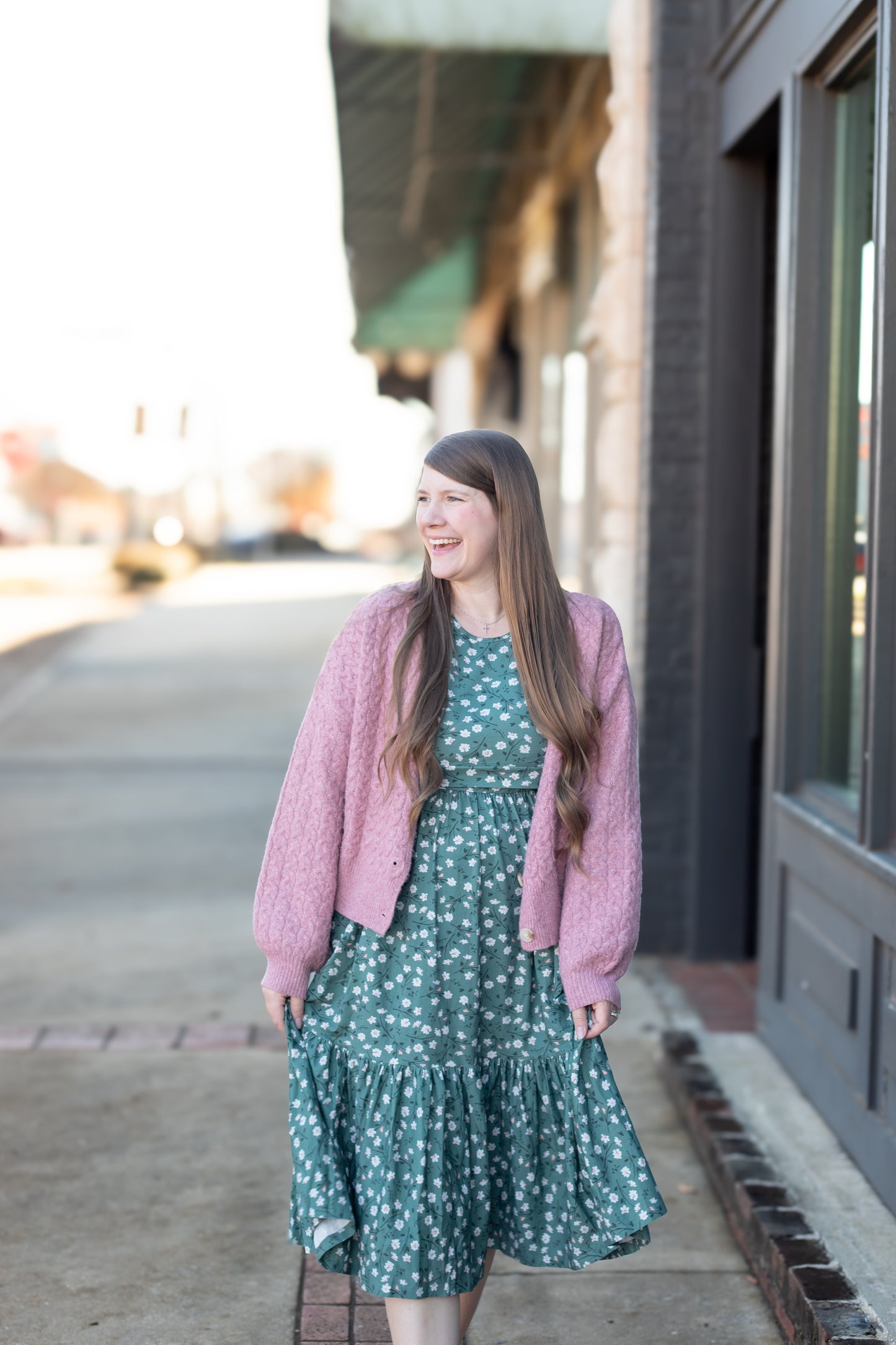 Daisy Blooms Cotton Tiered Midi Dress