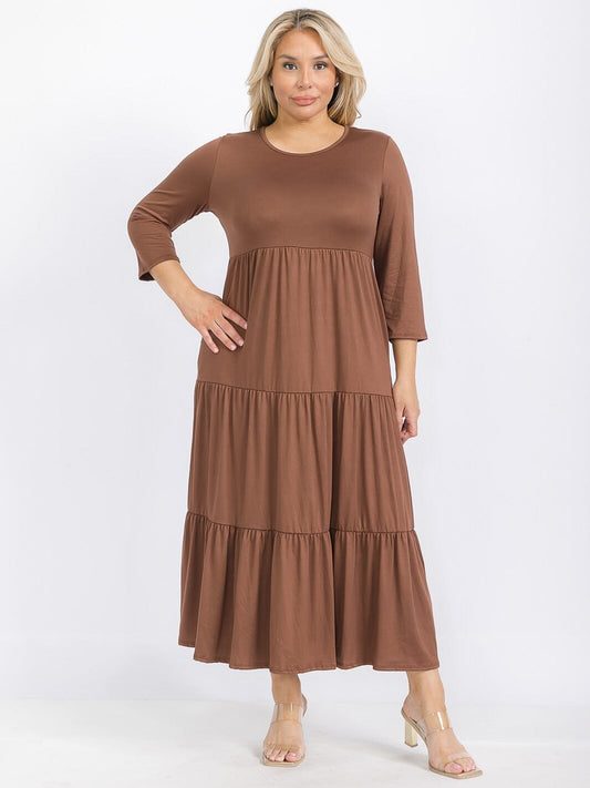 Plus Size Brown Maxi Dress