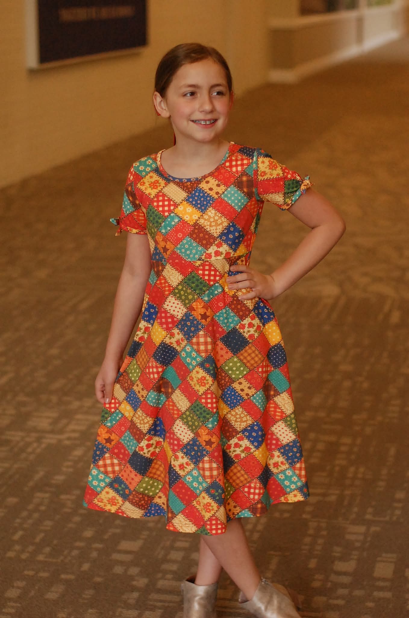 Pre-Order Girls Country Charm Patchwork Twirl Cotton Dress