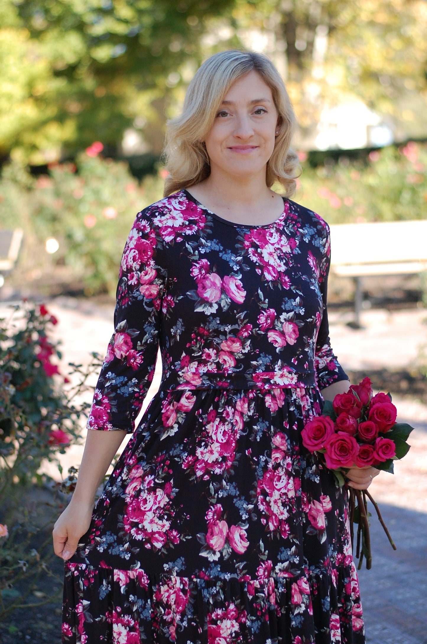 "Rose in Bloom" Tiered Nursing & Maternity Friendly Dress