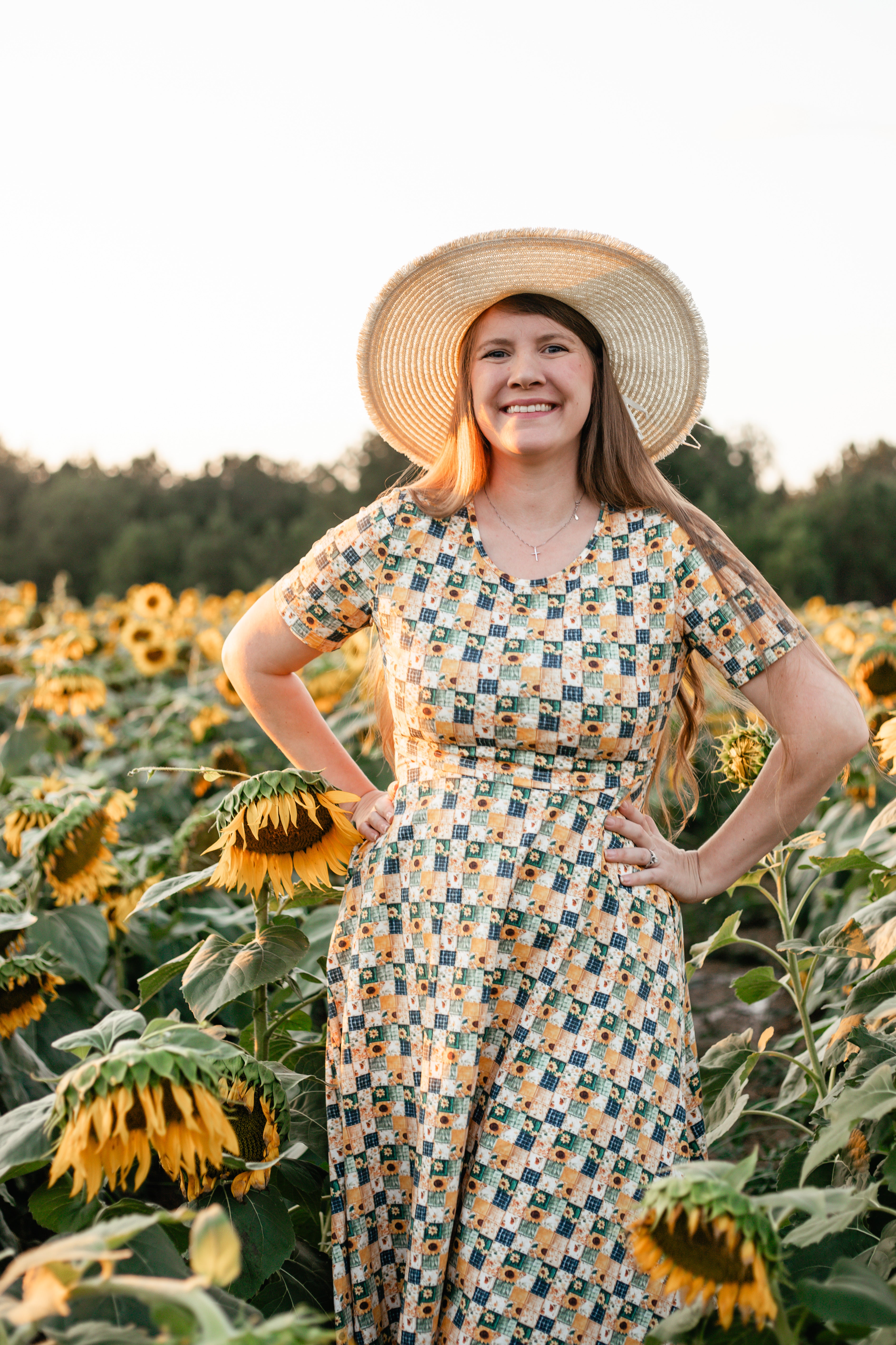 Cotton Sunflower Patchwork Nursing Friendly Twirl Dress