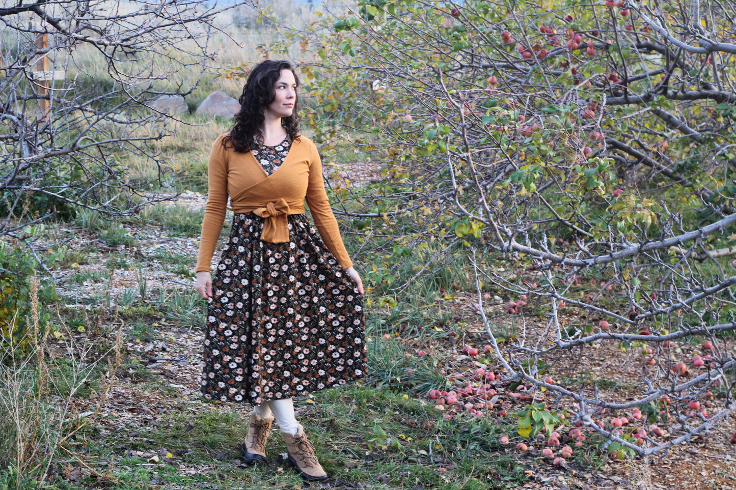 Autumn Blooms Cotton Homestead Midi Dress