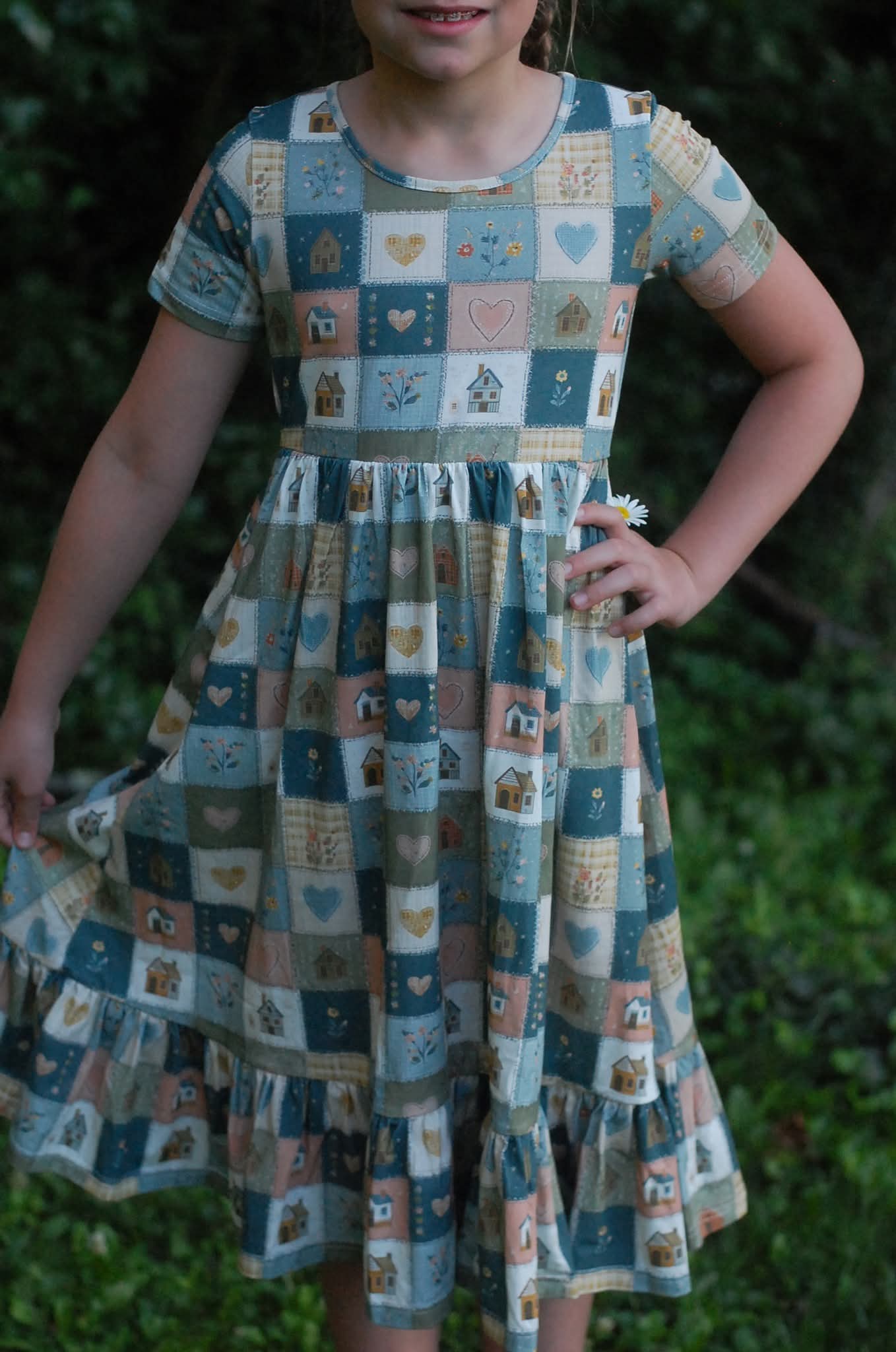 Pre-order Girls "Storybook Cottage" Cotton Tiered Dress