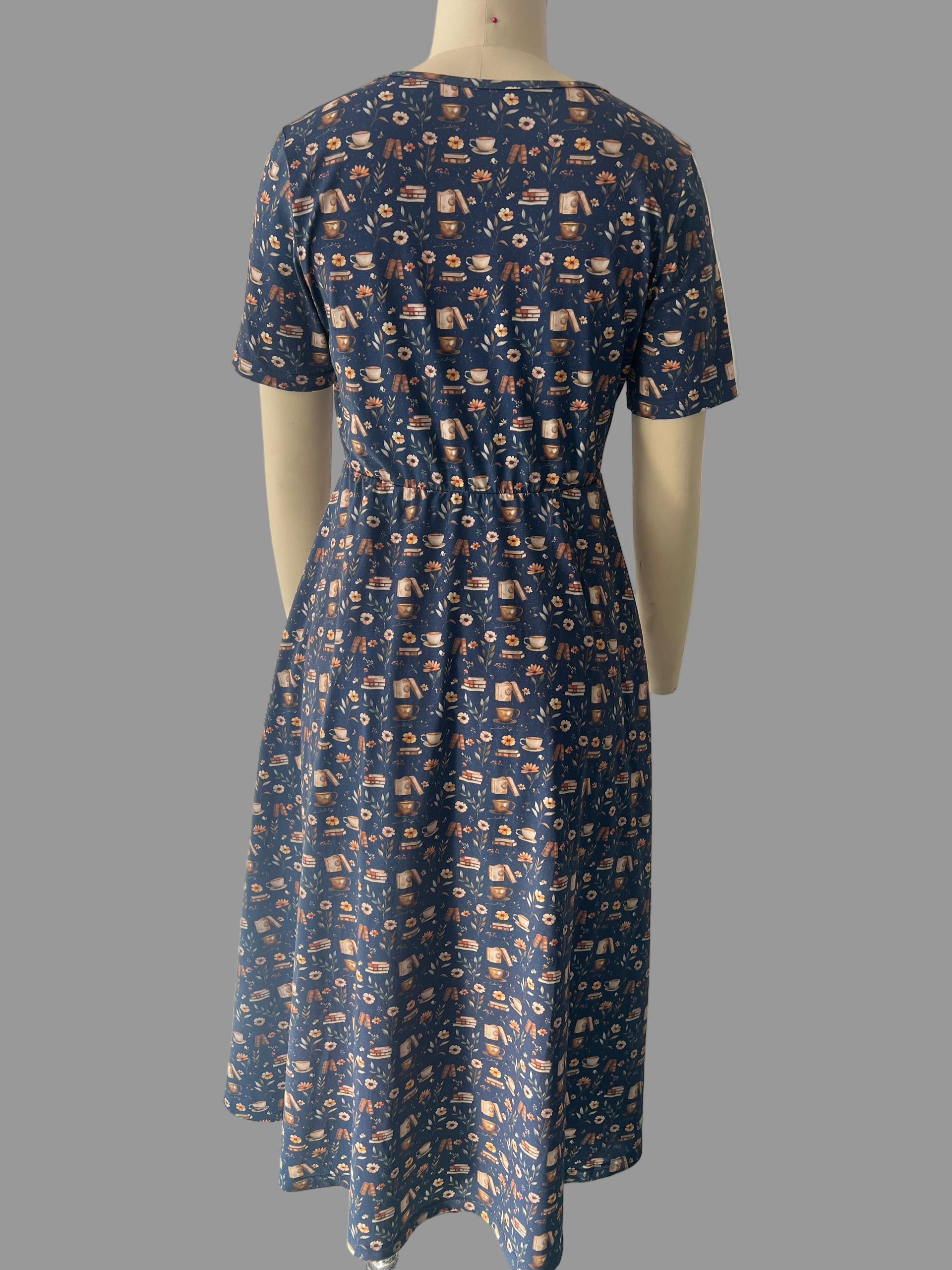 "Novella" Books Print Cotton Twirl Dress