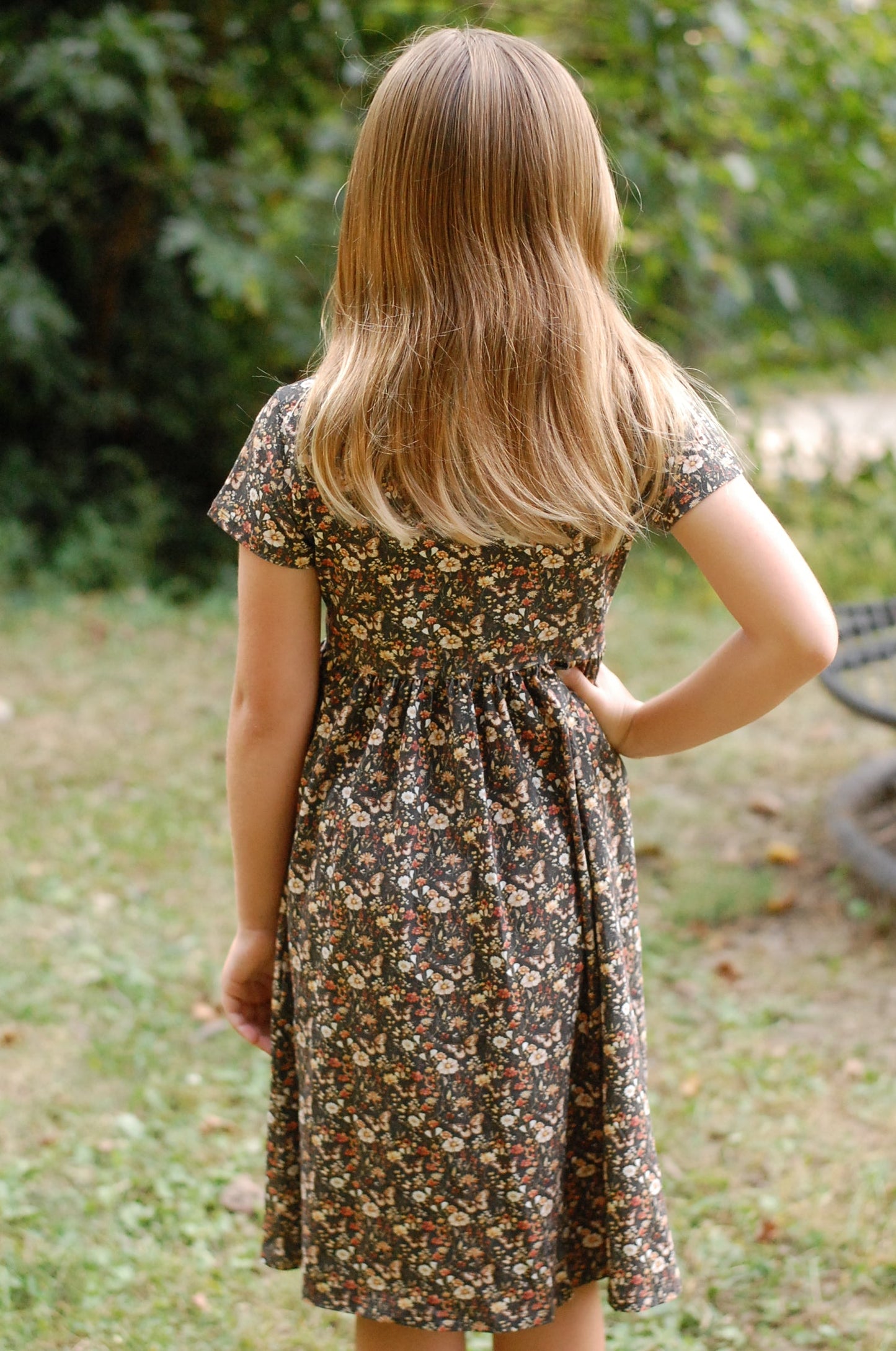 Girls Butterfly Garden Front Pocket Dress