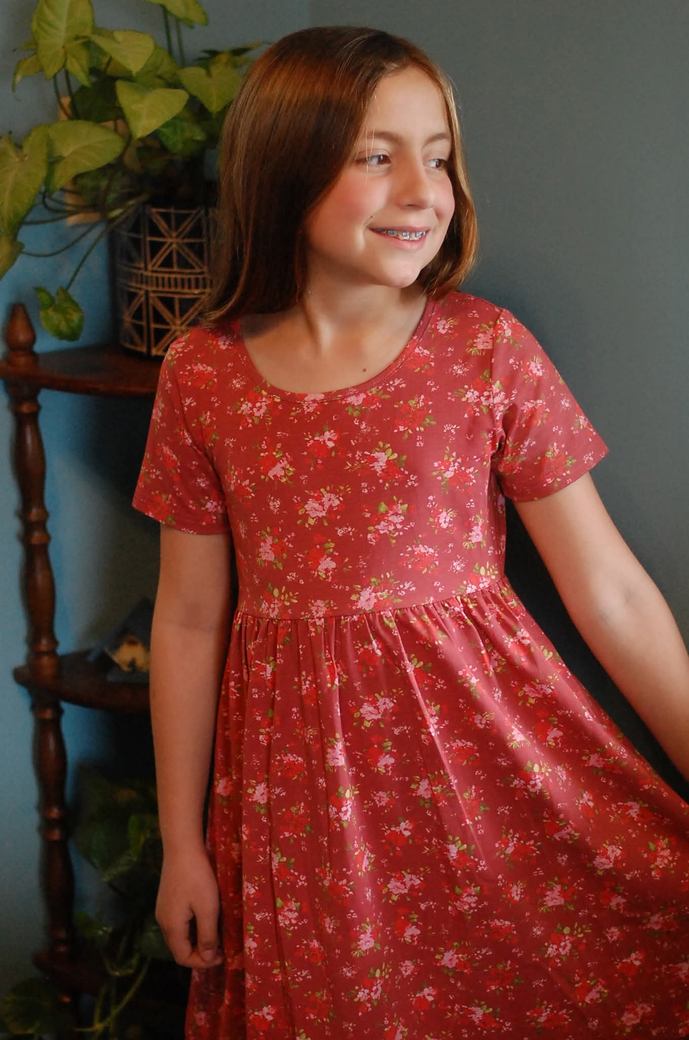 Girls Romantic Blooms Cotton Tiered Dress