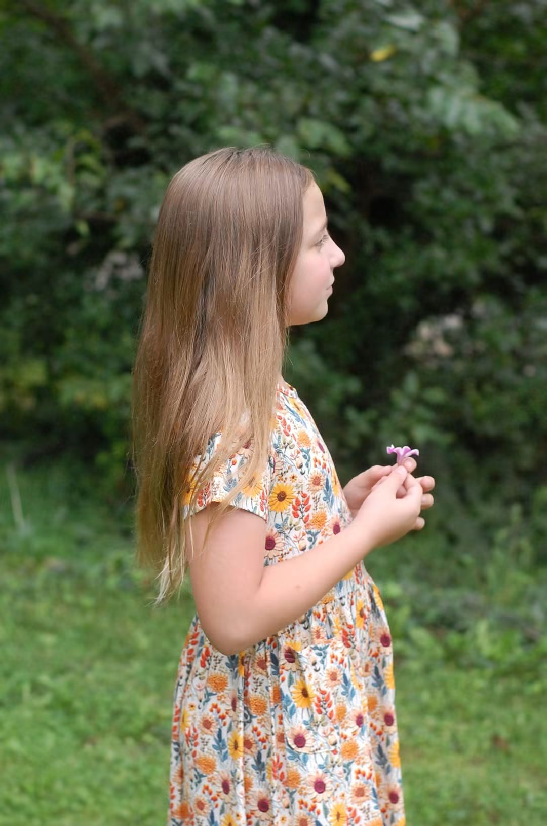 Pre-order Girls Sunflower Floral Cotton Tiered Dress