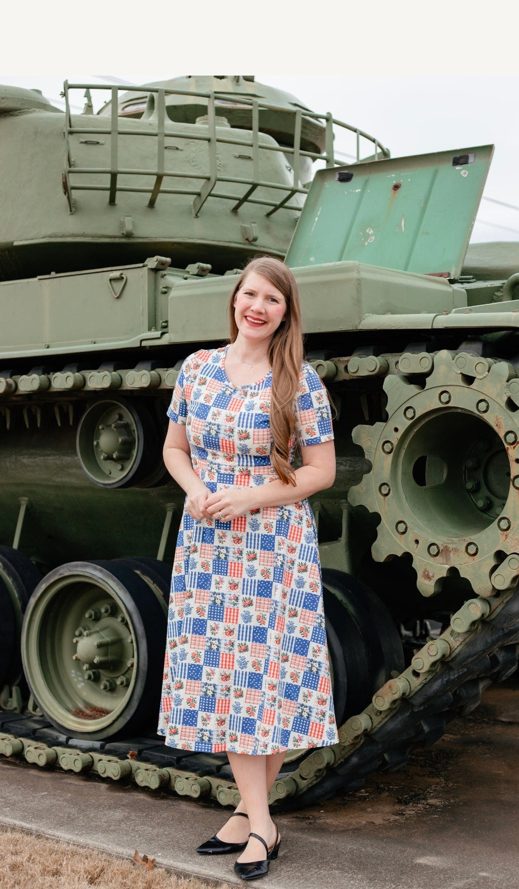 Patriotic Patchwork Cotton Twirl Dress Nursing Friendly