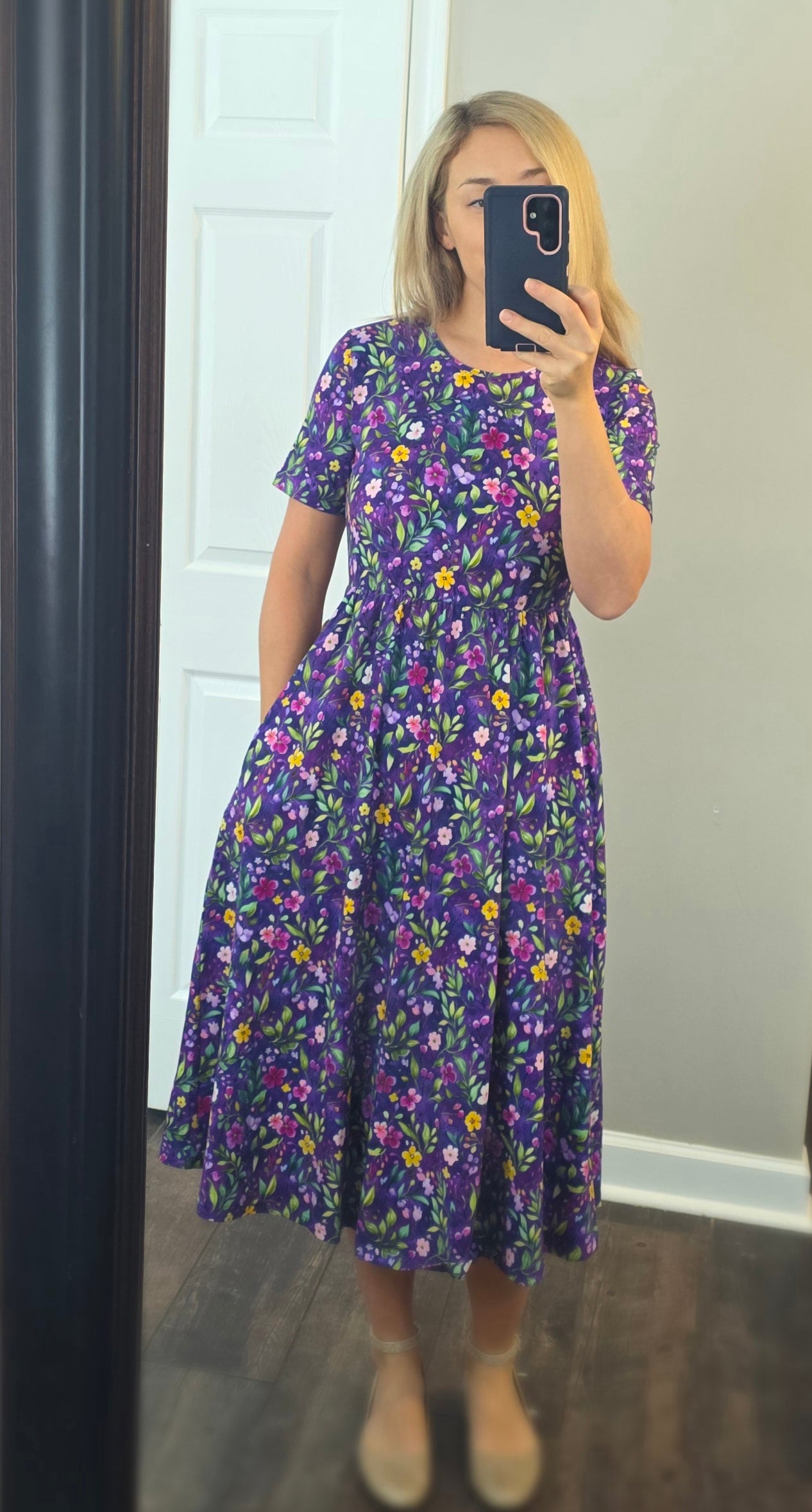 Pre-Order Cotton Violet Blooms Dress