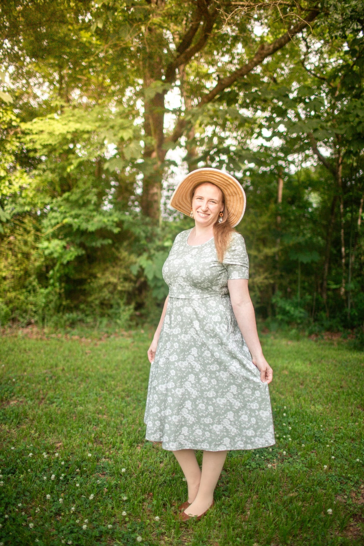 Sage Blossom Cotton Twirl Dress