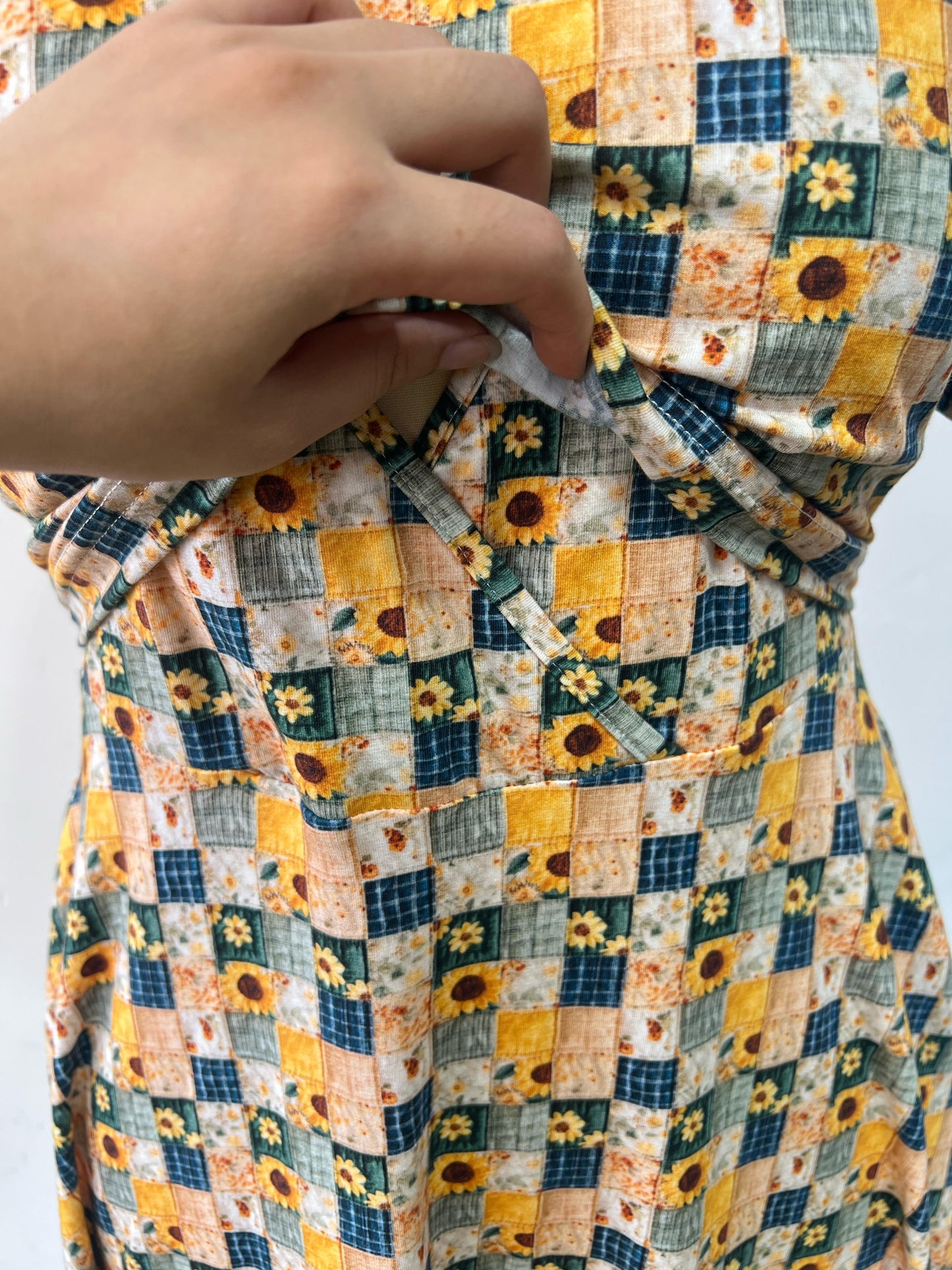 Pre-Order Cotton Sunflower Patchwork Nursing Friendly Twirl Dress
