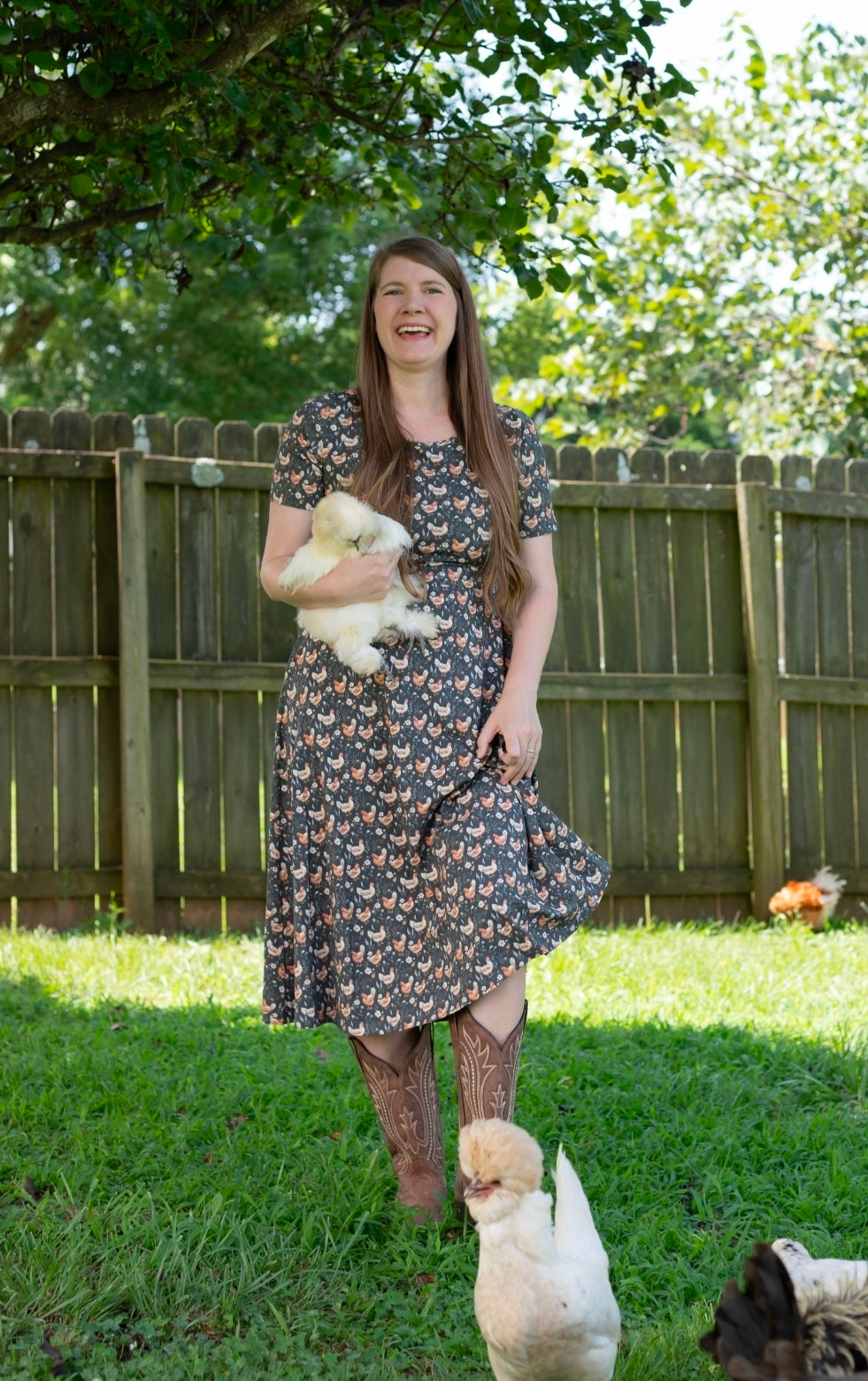 Pre-Order "Farmyard Bevy"  Cotton Twirl Midi Dress