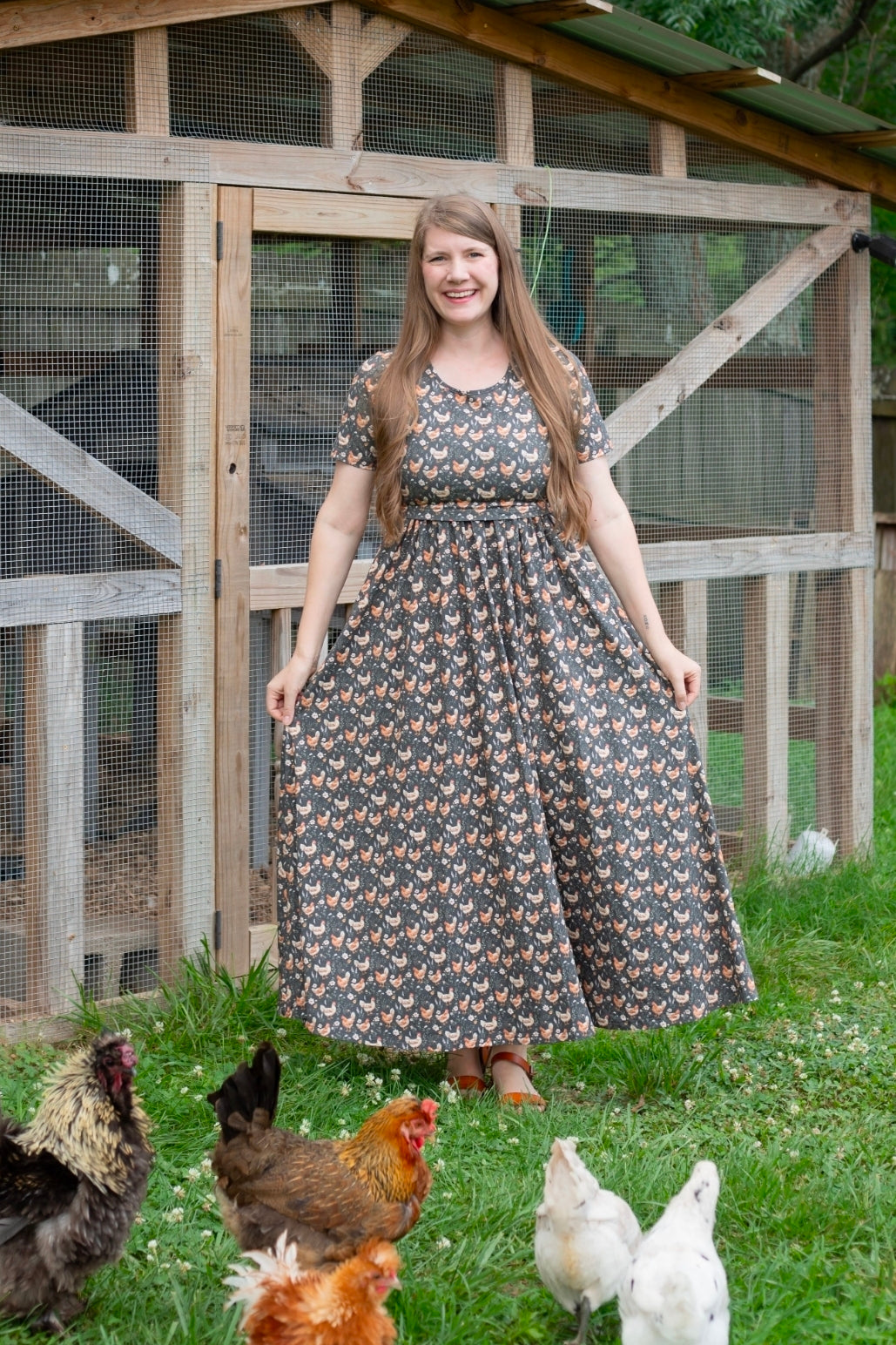 Pre-order "Farmyard Bevy" Cotton Maxi Dress