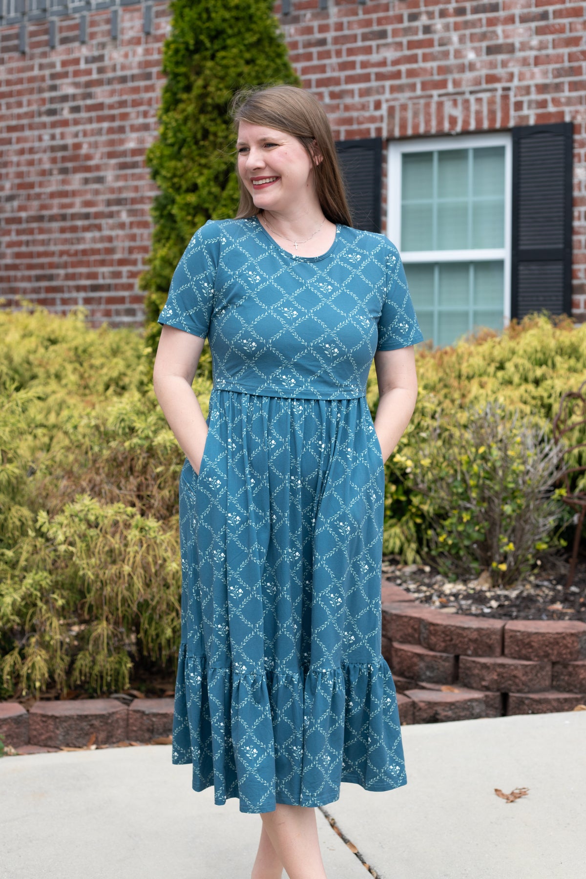 Pre-Order "Noel"  Midi Dress with Natural Waist Bodice