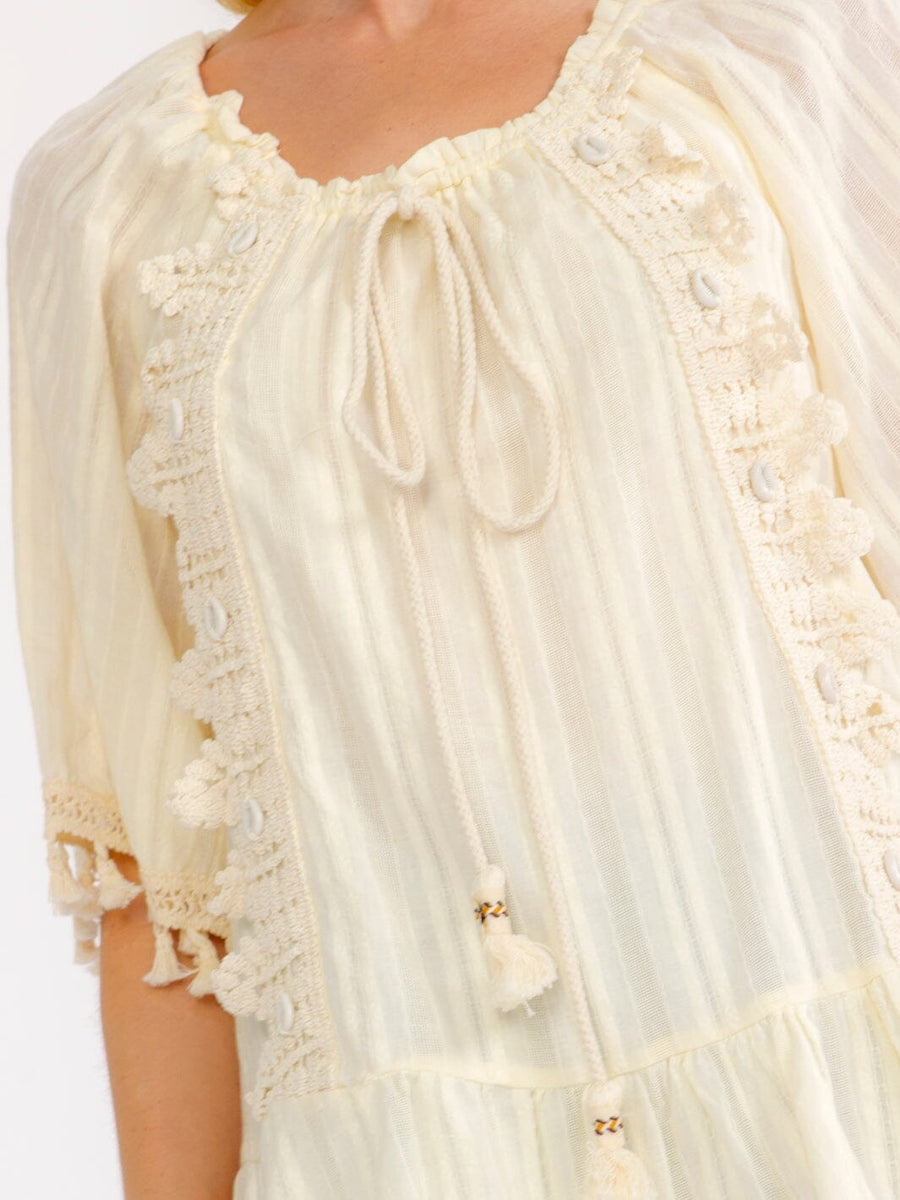 Boho Beach Vibes 100% Cotton Top in Cream