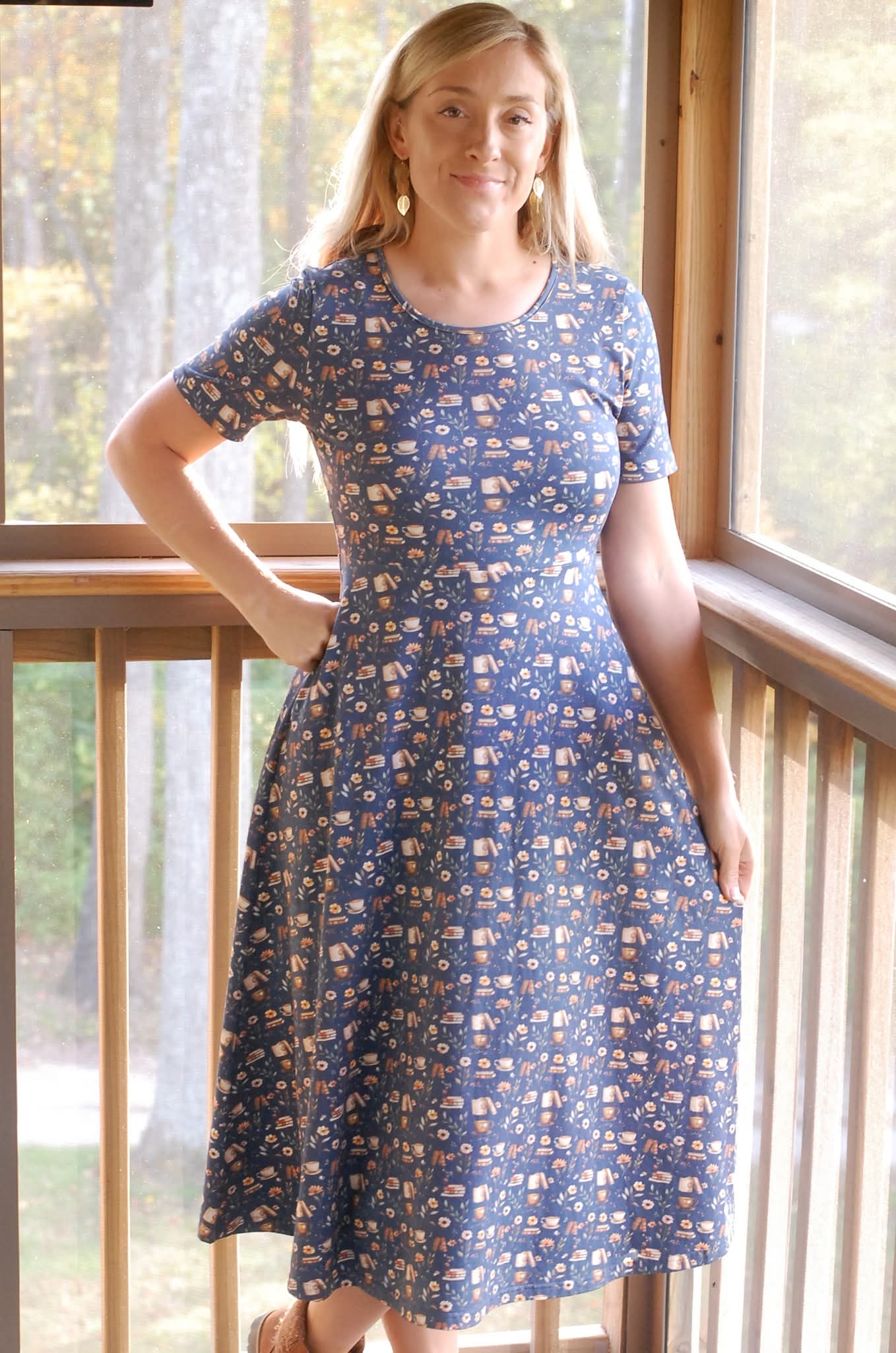 "Novella" Books Print Cotton Twirl Dress