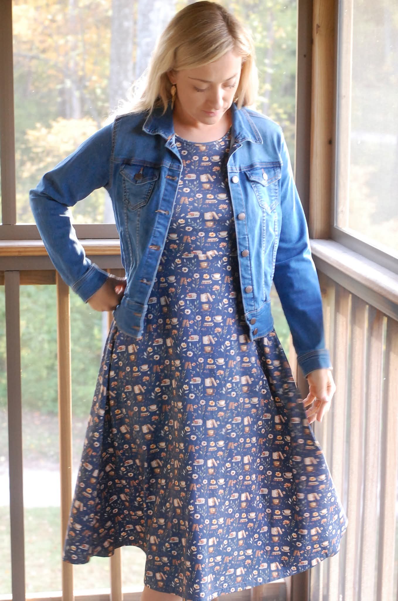 "Novella" Books Print Cotton Twirl Dress