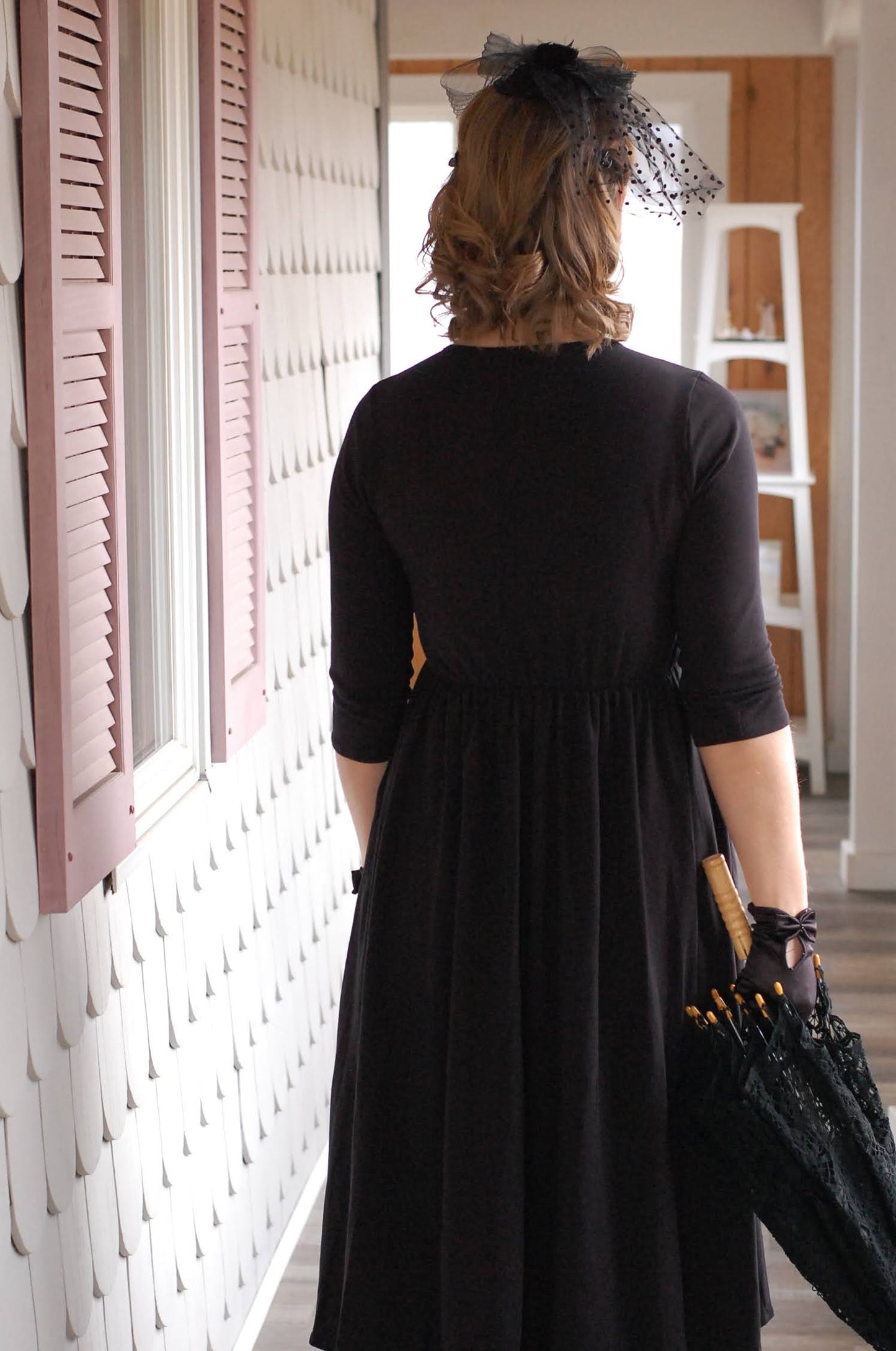 Classic Black Button Style Dress Nursing and Maternity Friendly