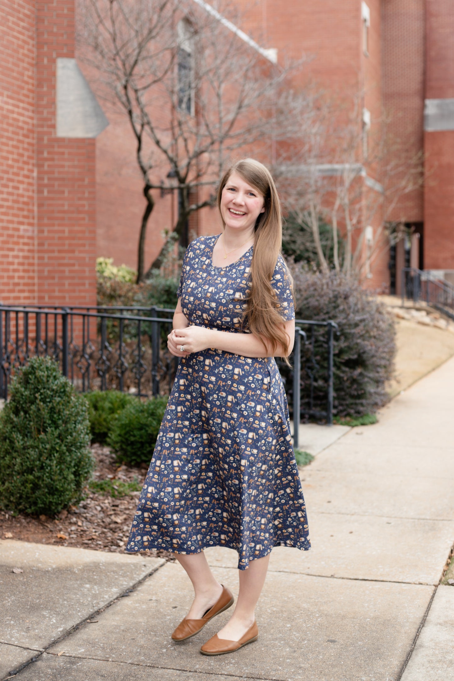 "Novella" Books Print Cotton Twirl Dress