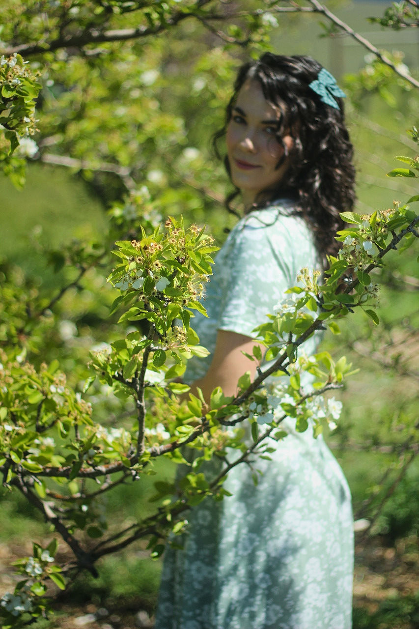 Sage Blossom Cotton Twirl Dress