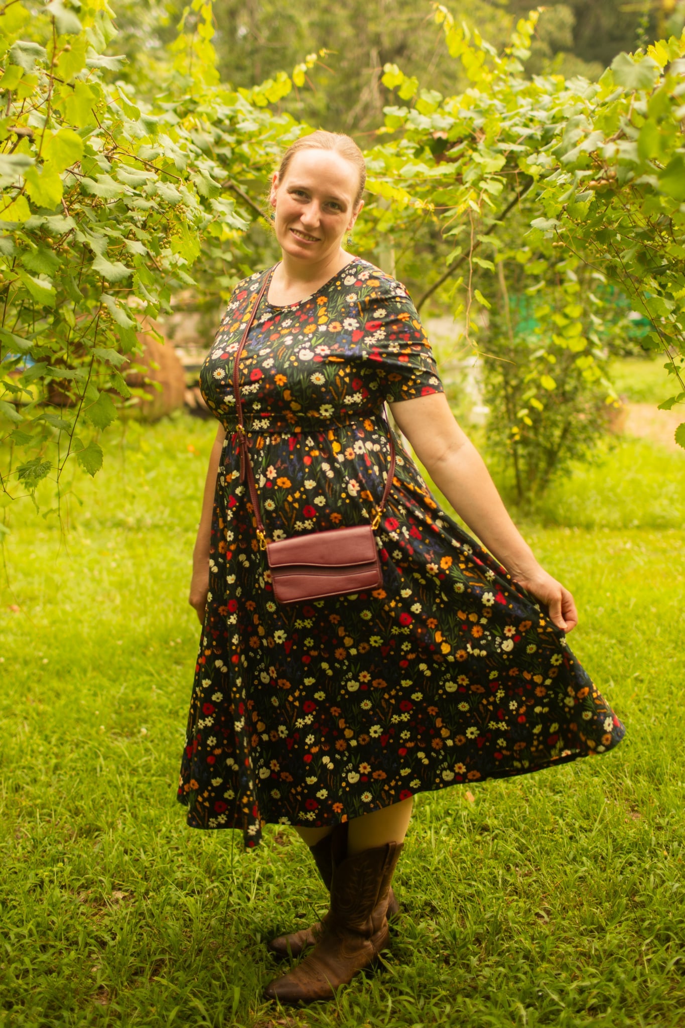 Pre-order "Midnight Wildflower"  Cotton Homestead Midi Dress